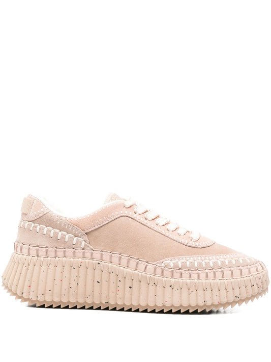 Nama textured leather-trimmed platform sneakers
