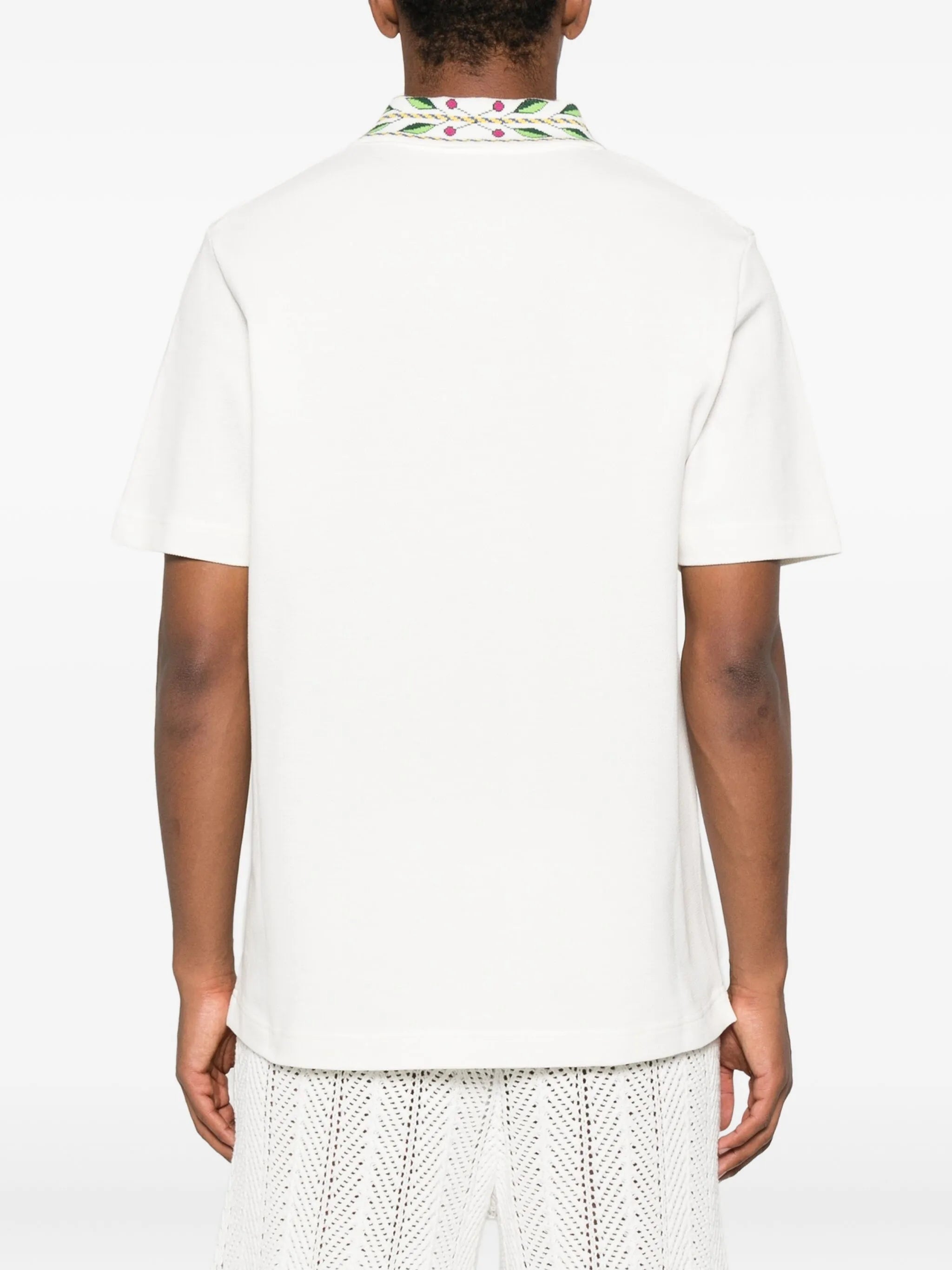 embroidered-collar polo shirt