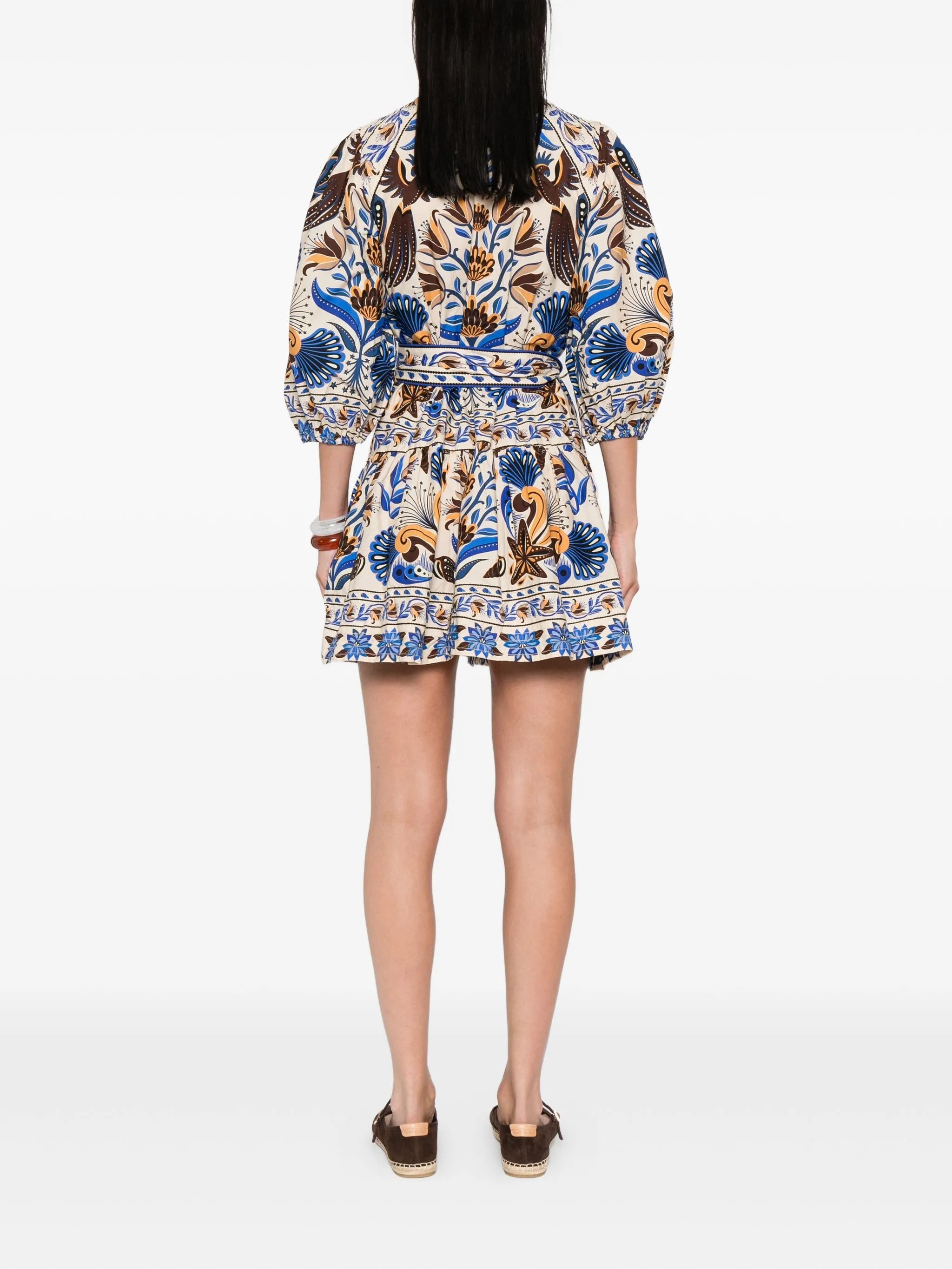 printed belted mini shirt dress