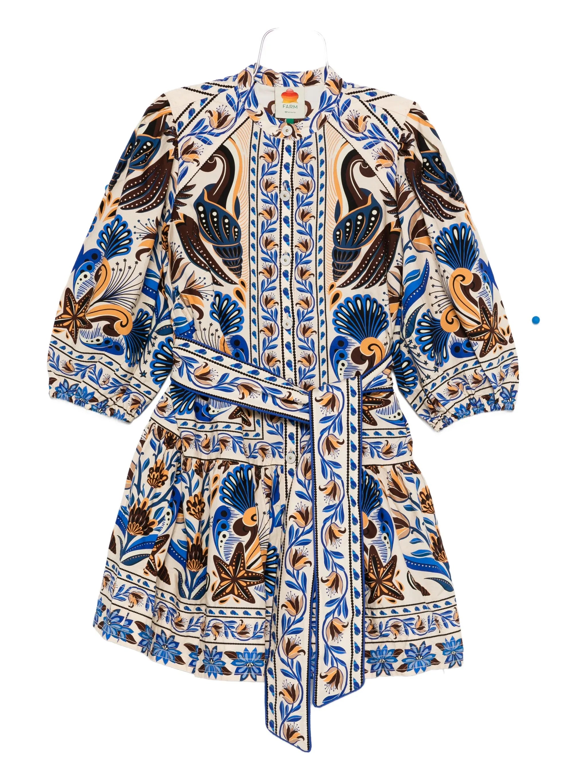printed belted mini shirt dress