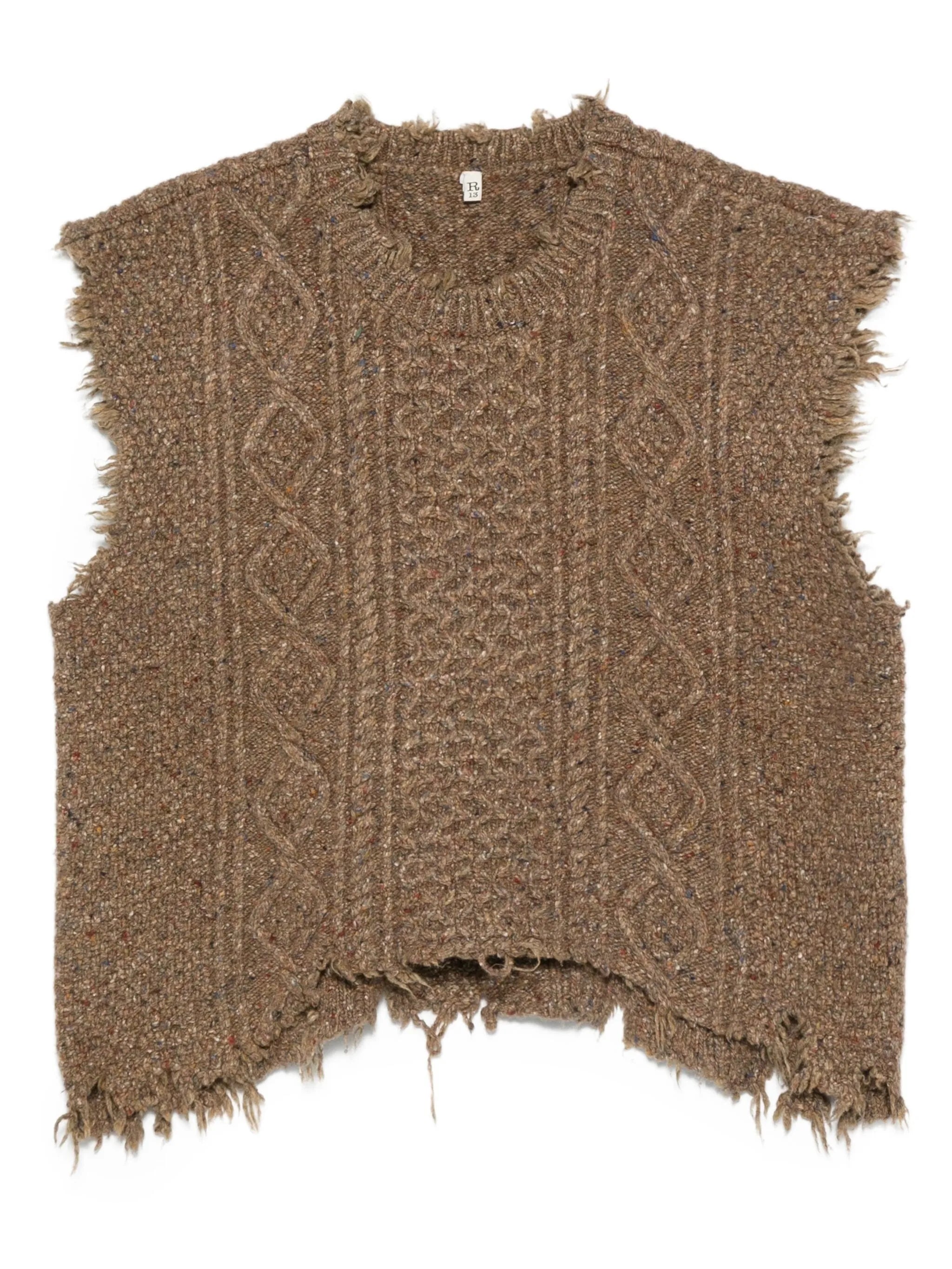 cable-knit frayed sweater