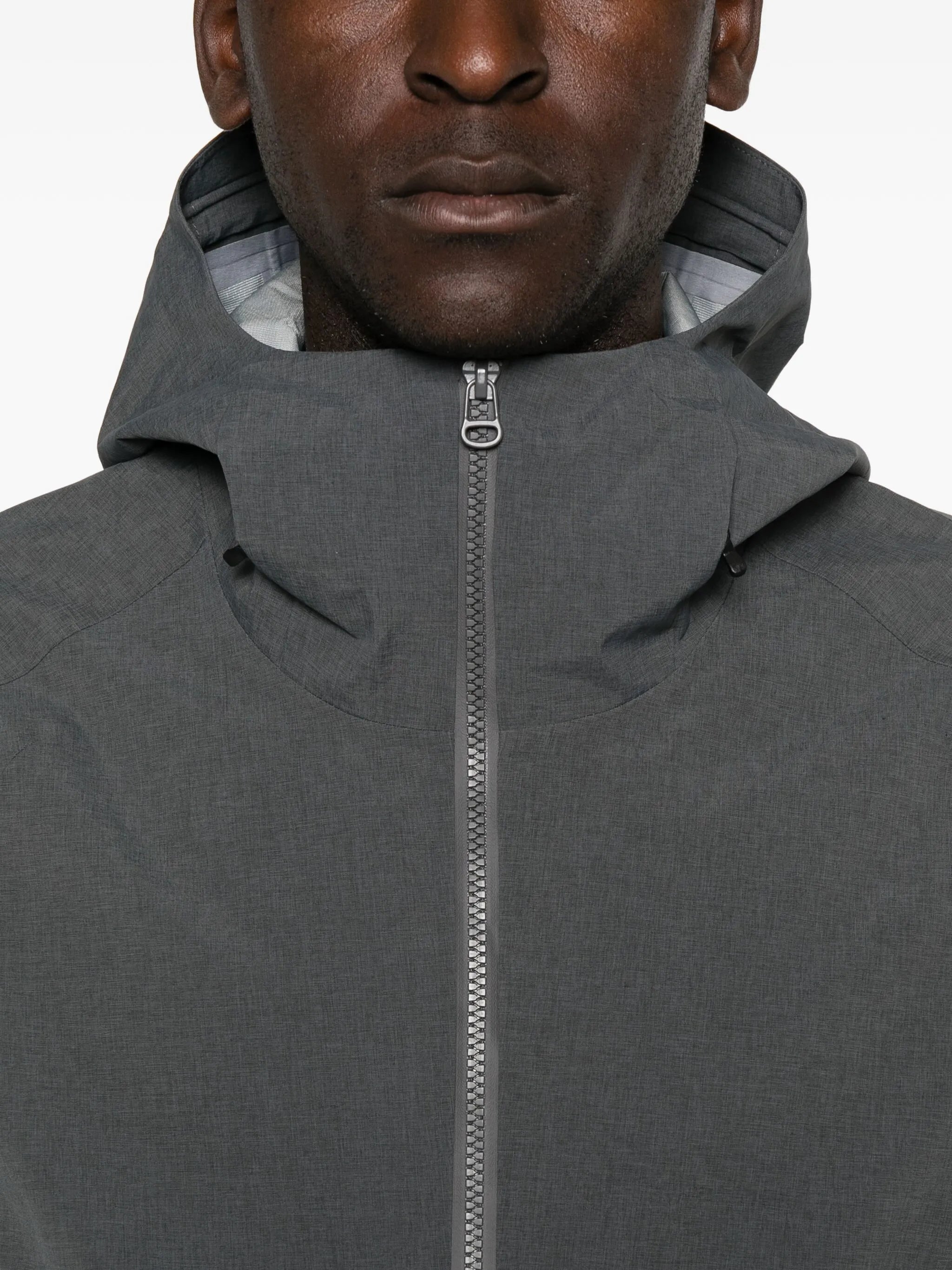 hooded zip-front jacket