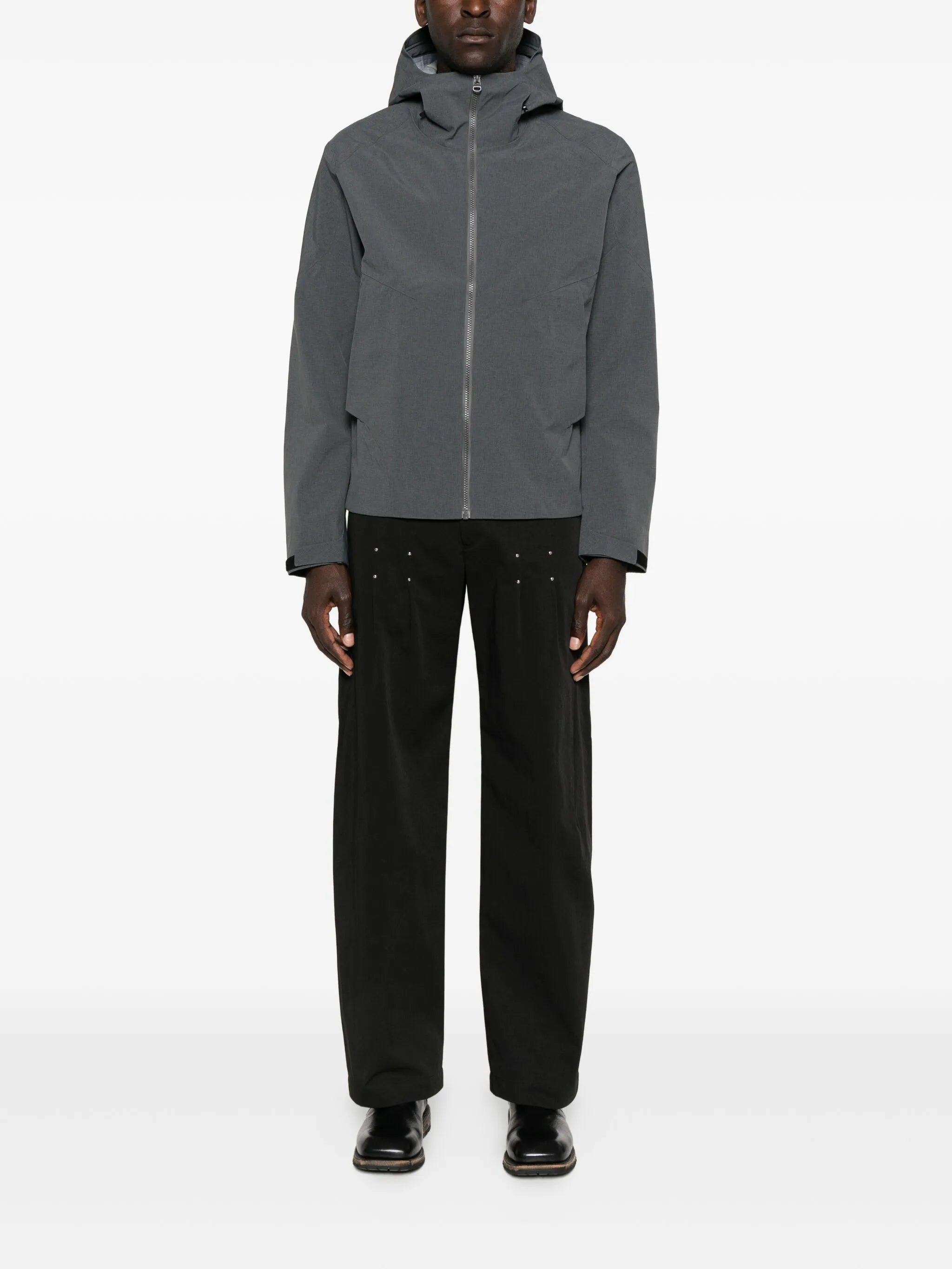 hooded zip-front jacket