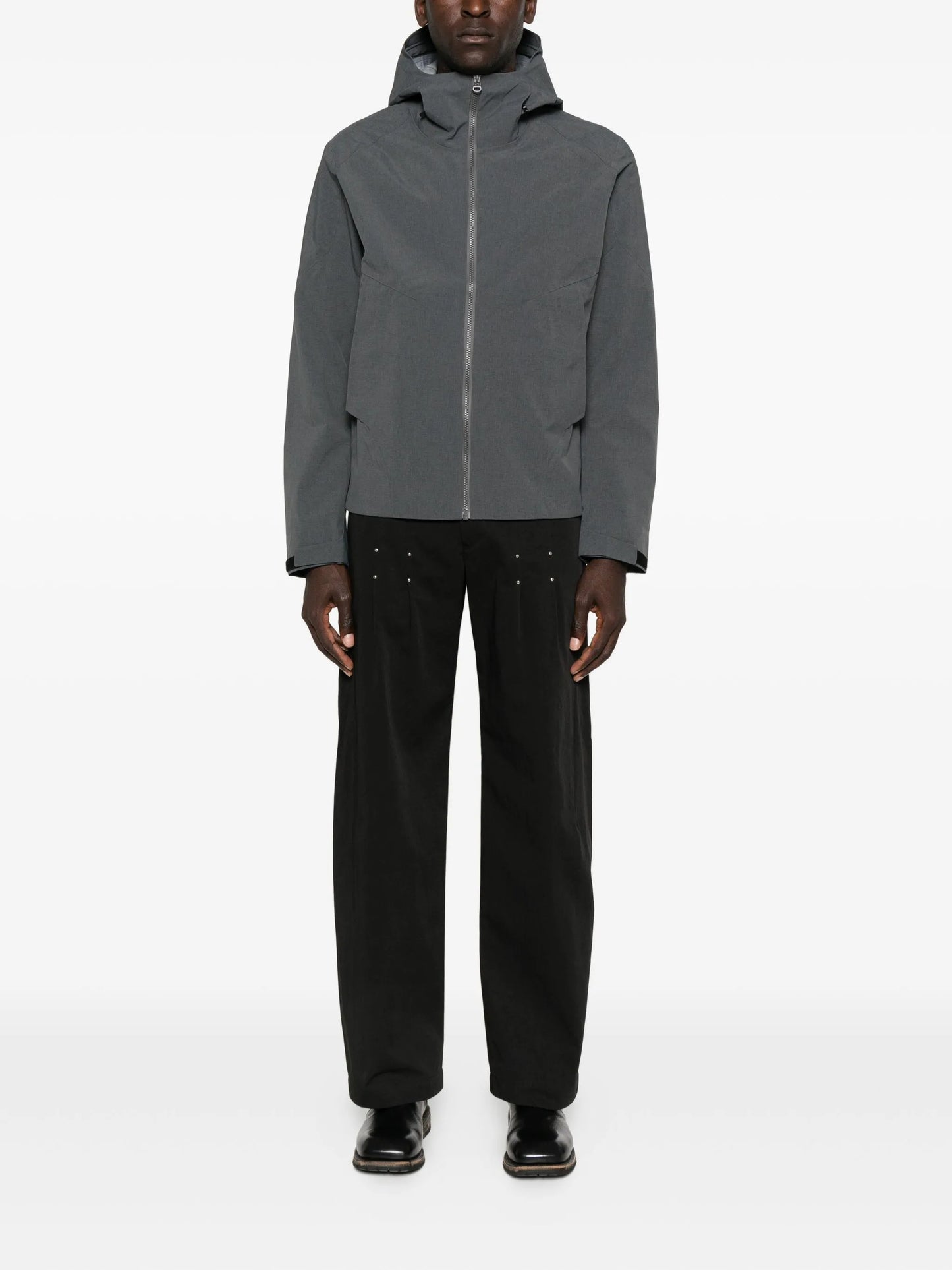 hooded zip-front jacket