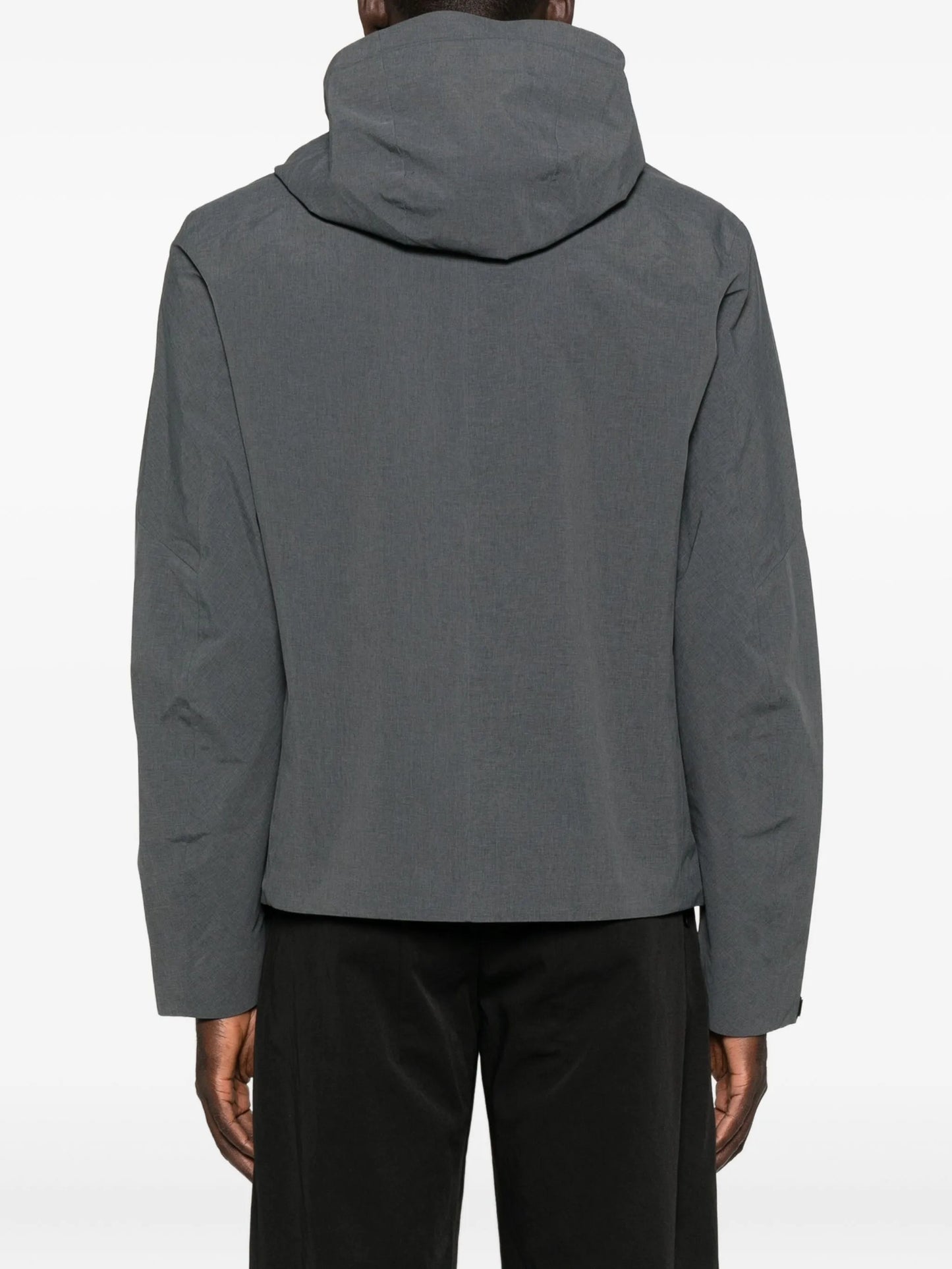 hooded zip-front jacket