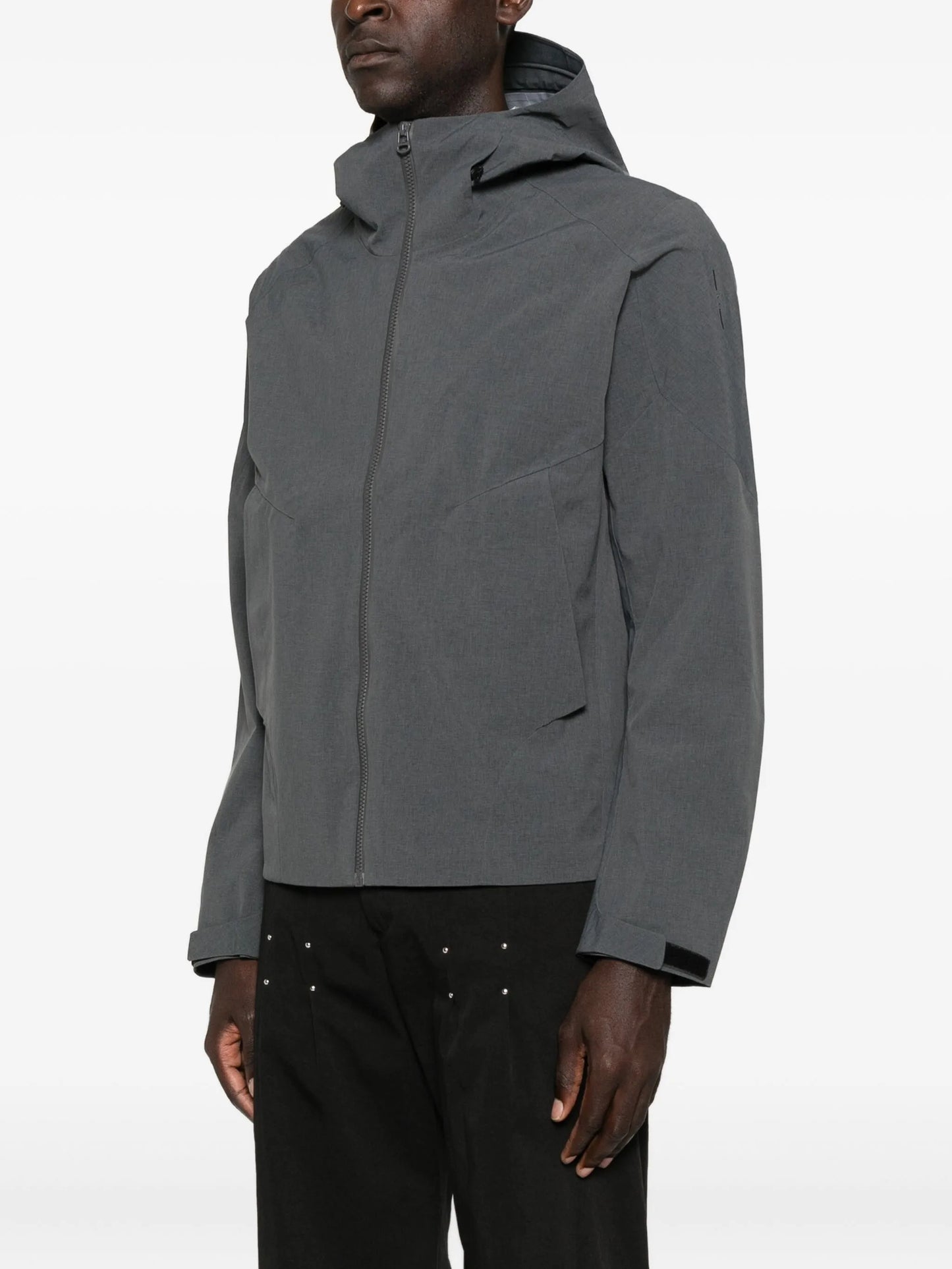 hooded zip-front jacket