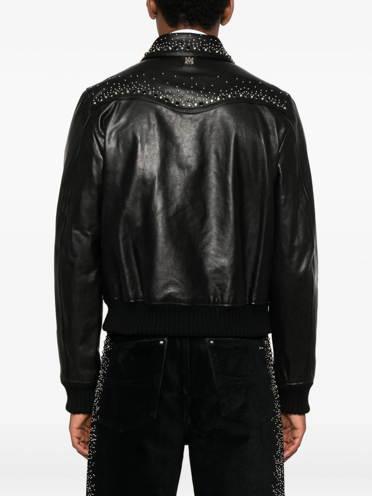 crystal-embellished leather jacket