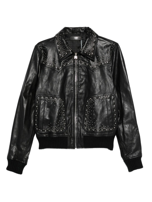 crystal-embellished leather jacket