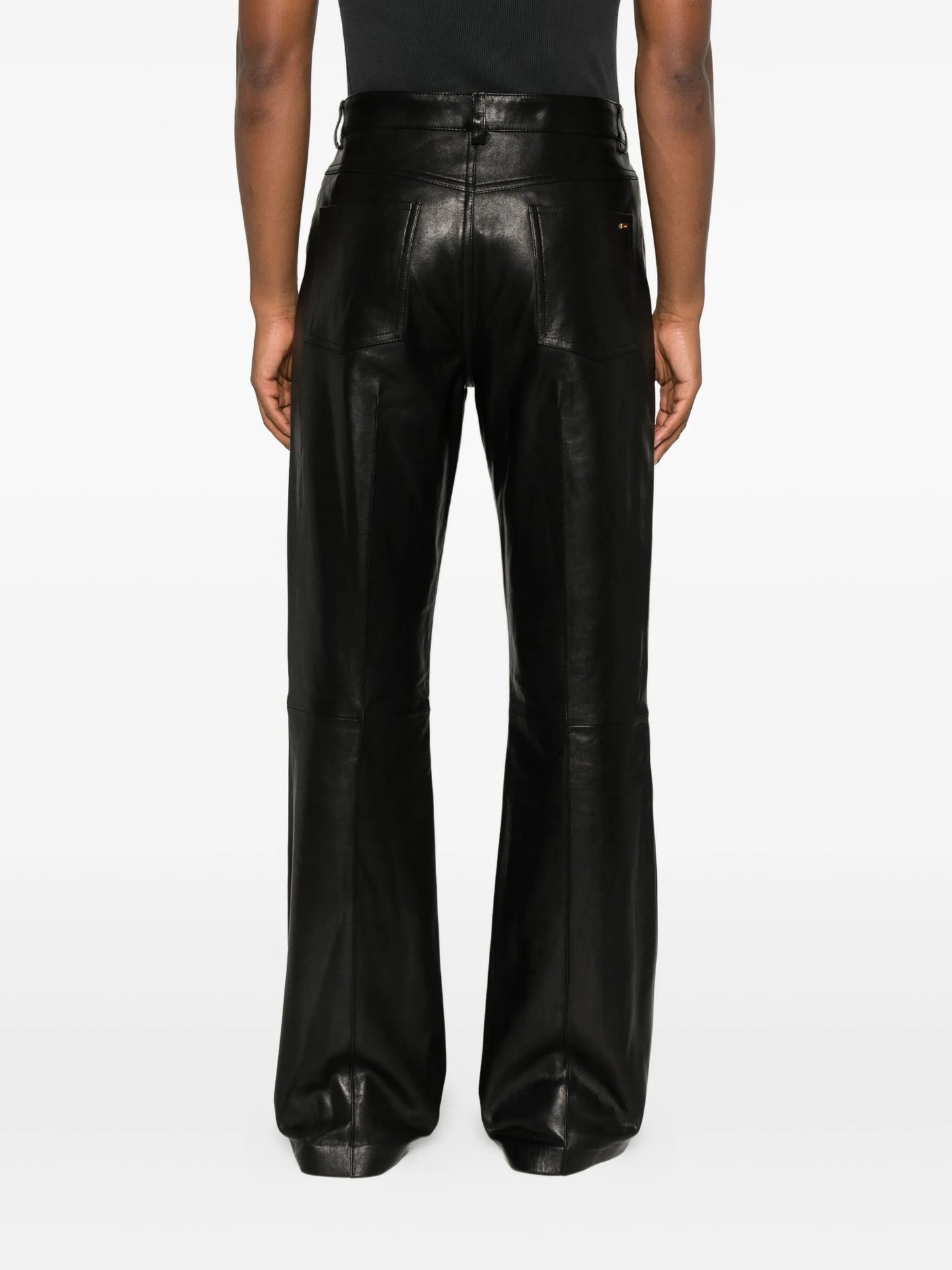 leather bootcut trousers