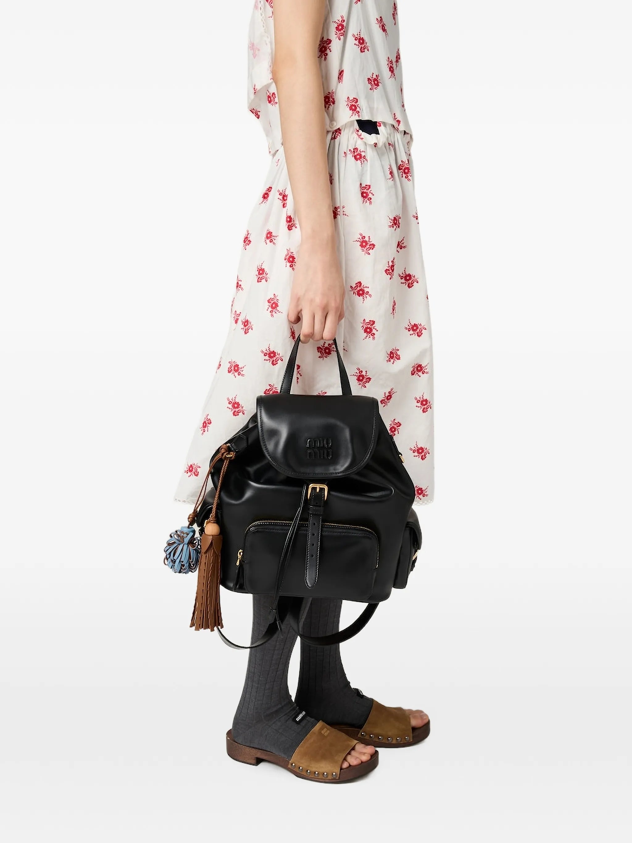 panelled buckled backpack