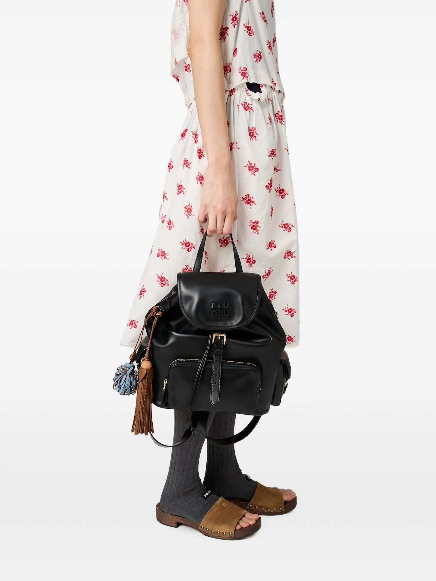 panelled buckled backpack