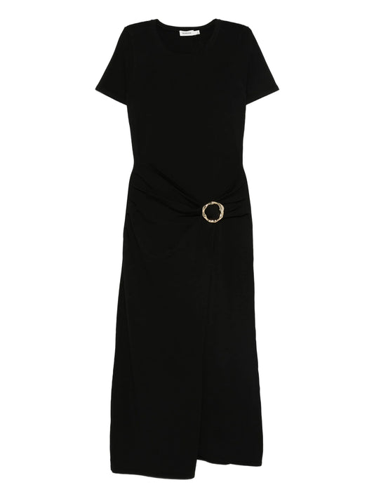 belted draped dress