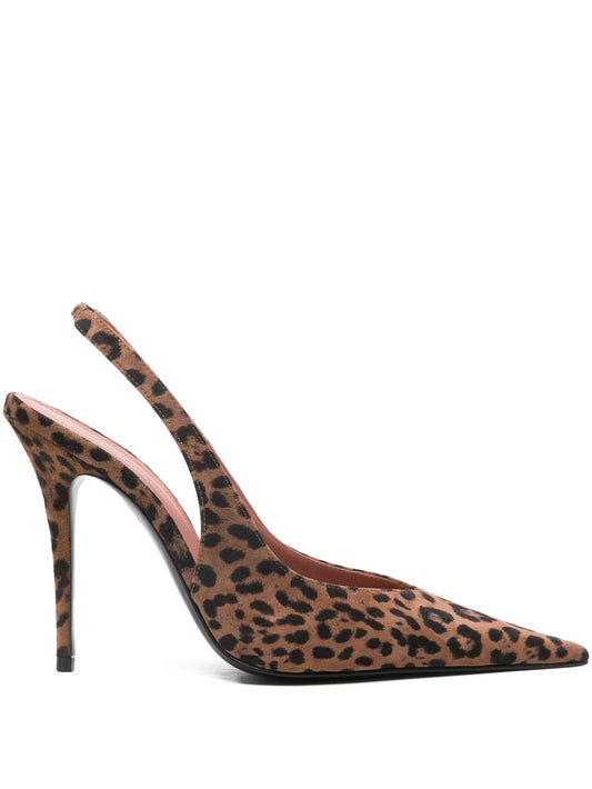 105mm leather heeled pumps