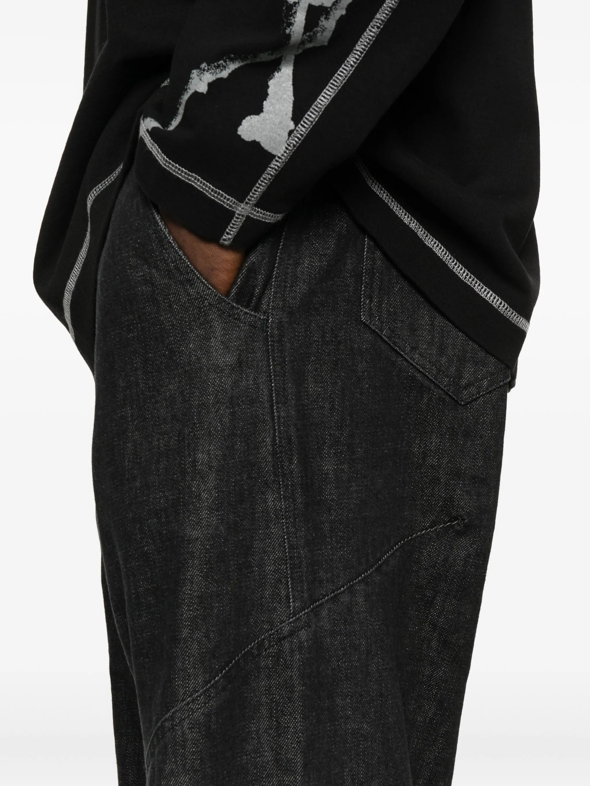 button-fly panelled jeans