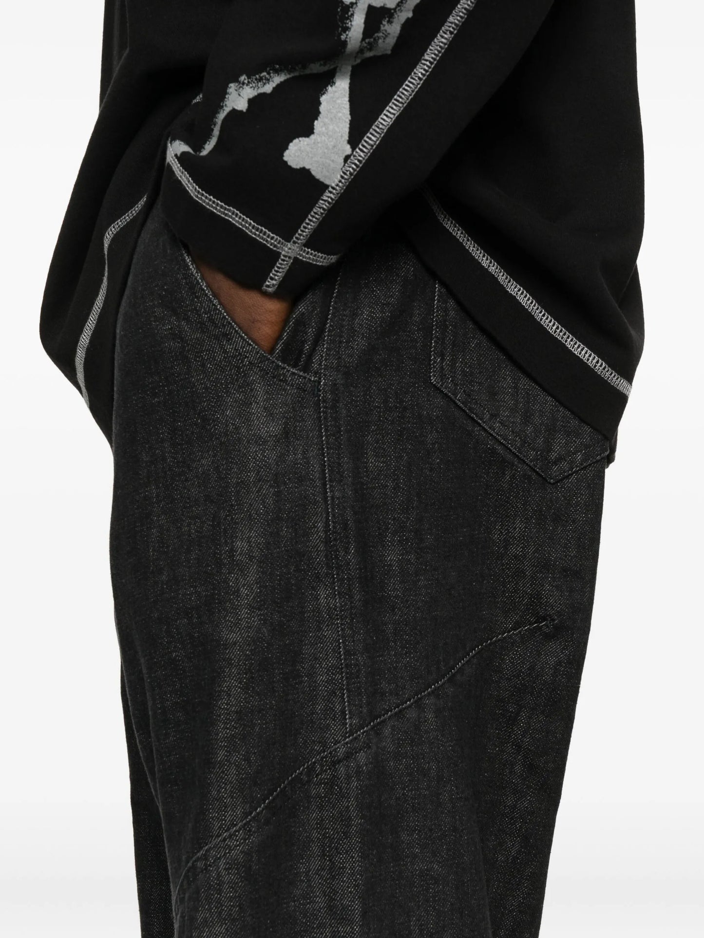 button-fly panelled jeans
