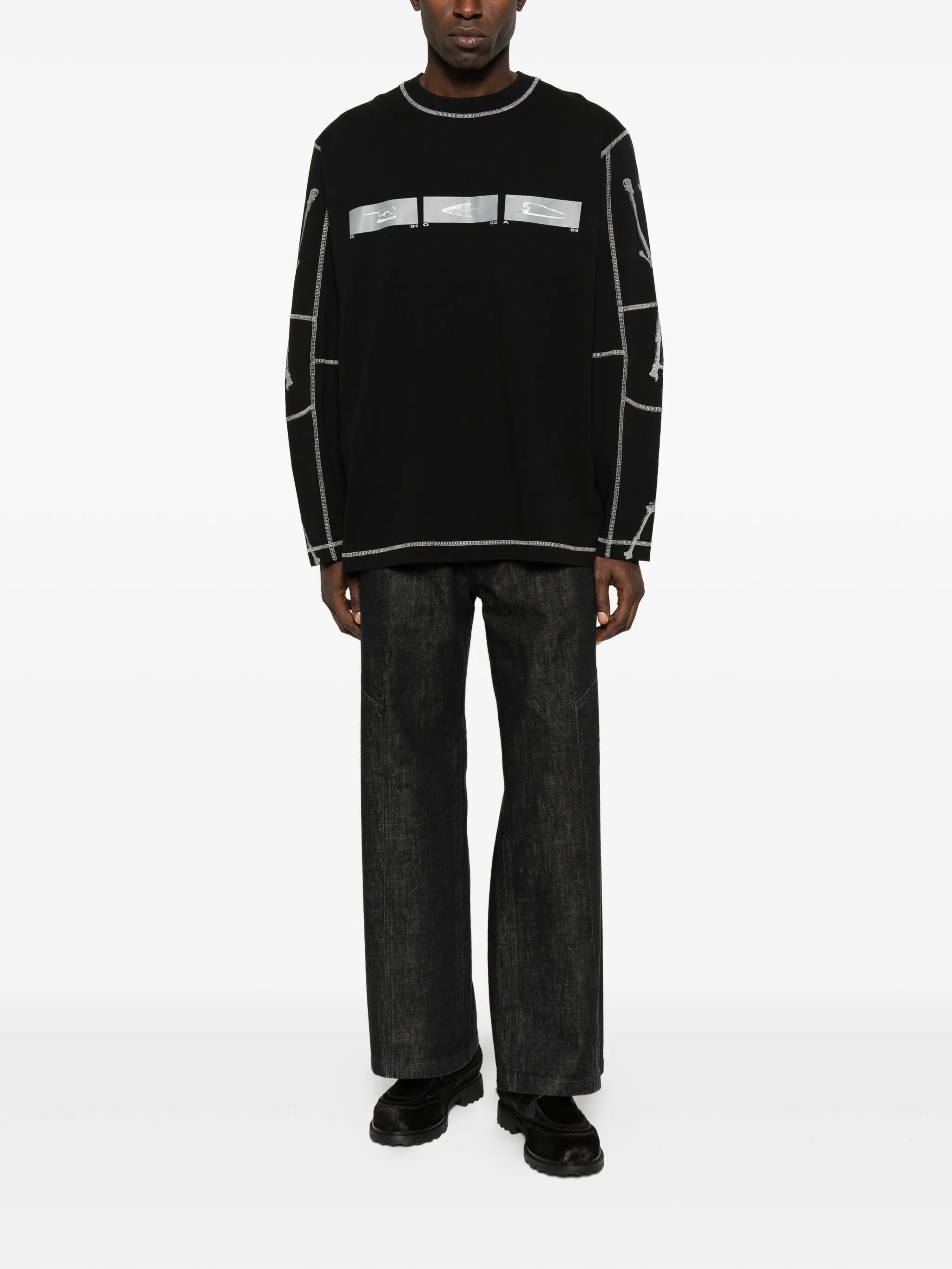 button-fly panelled jeans