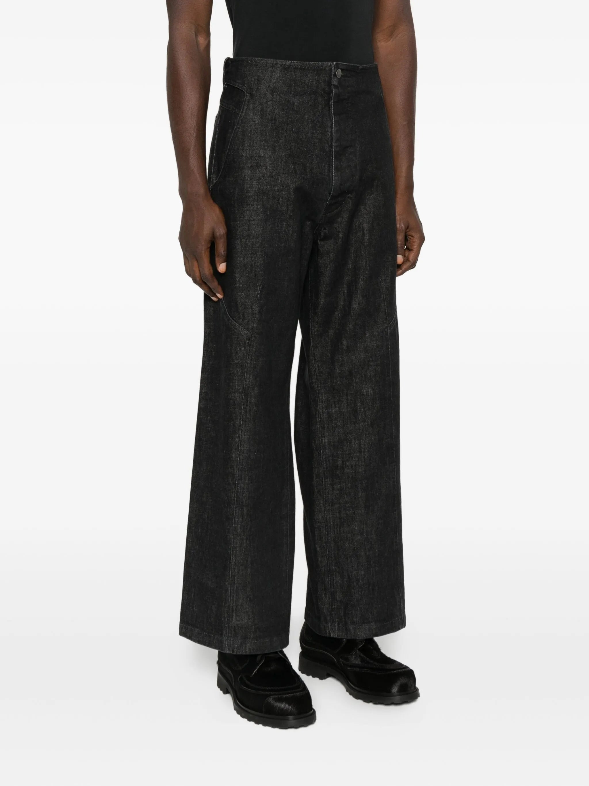 button-fly panelled jeans