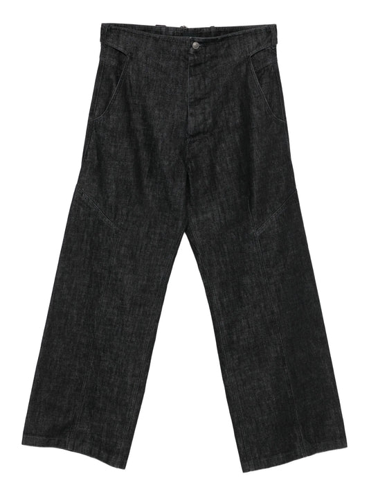 button-fly panelled jeans