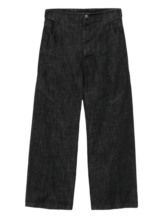 button-fly panelled jeans