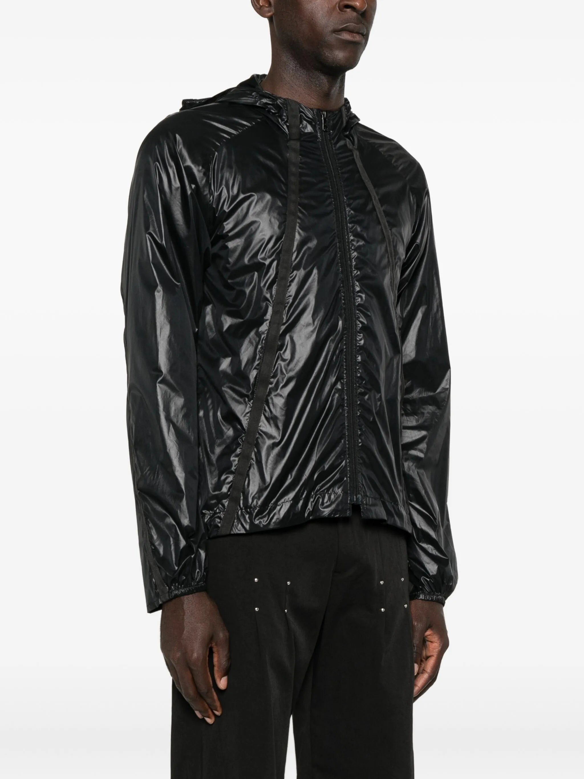 hooded panelled jacket