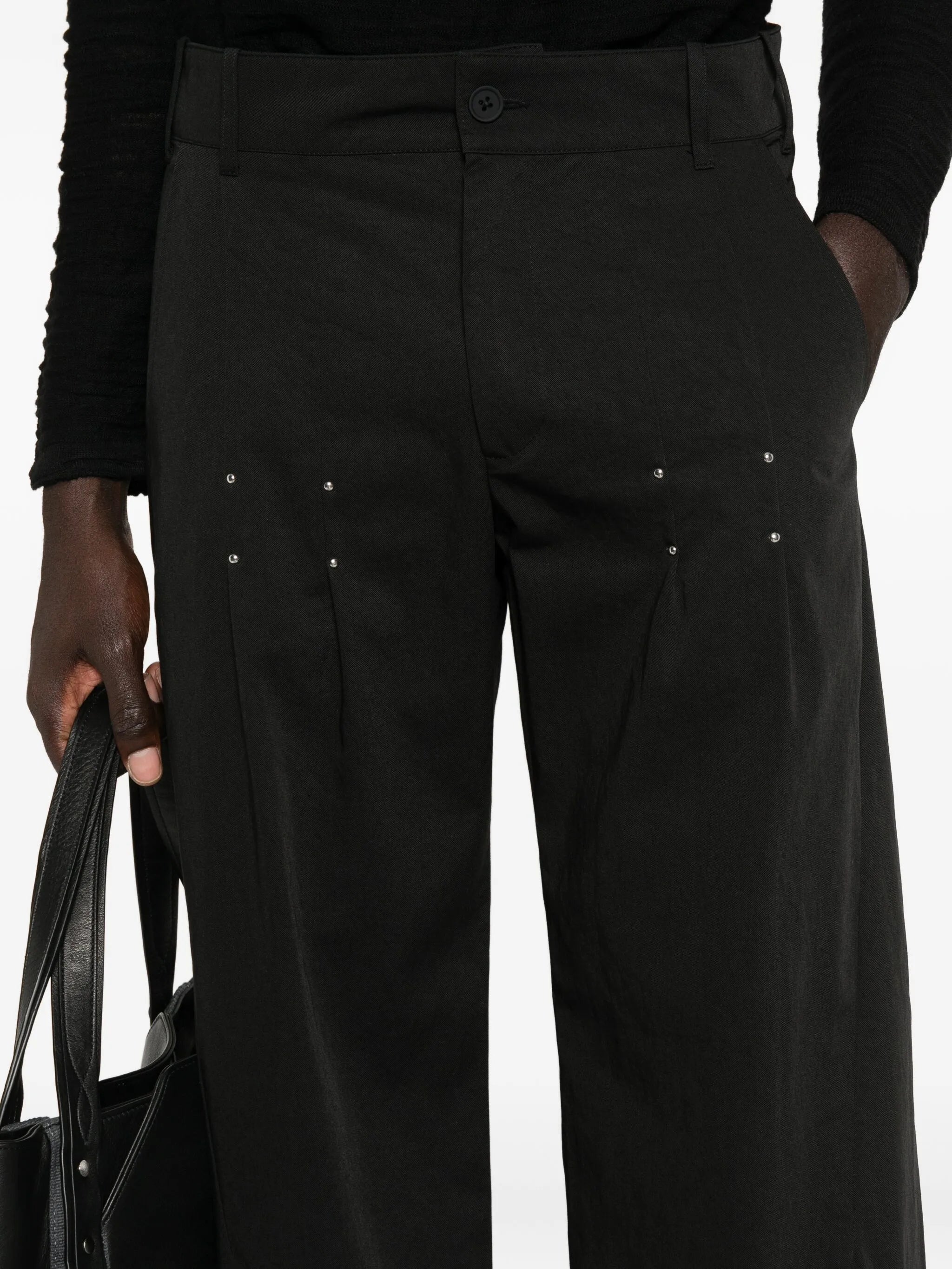 stud-embellished trousers