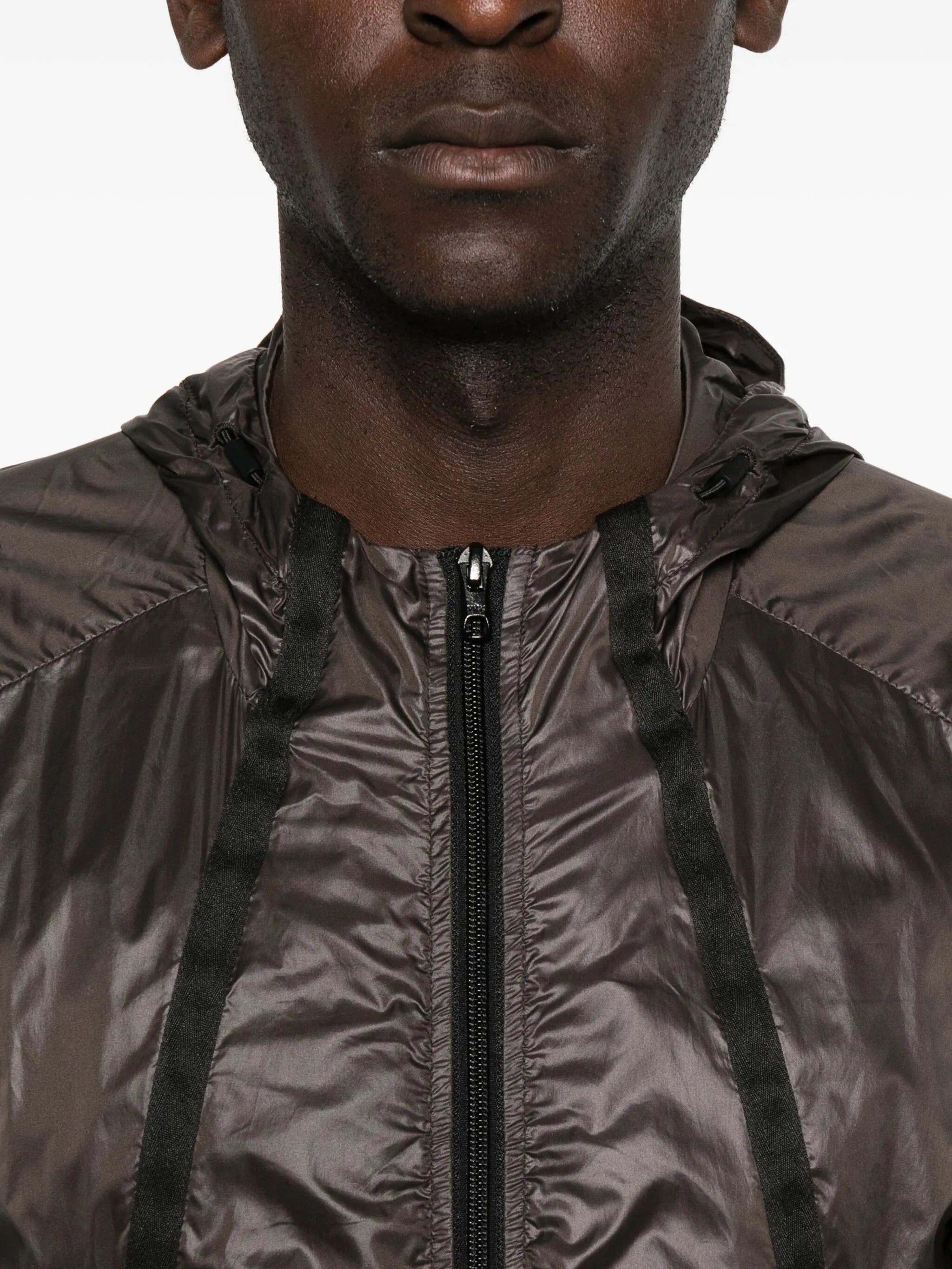 hooded panelled jacket