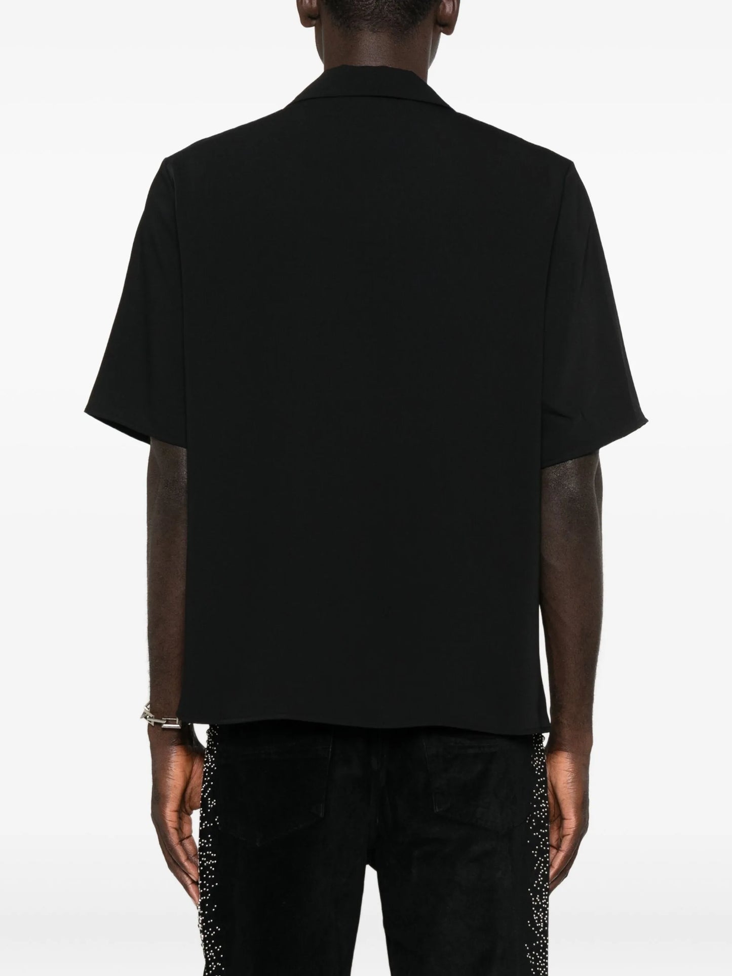 floral-collar panelled shirt