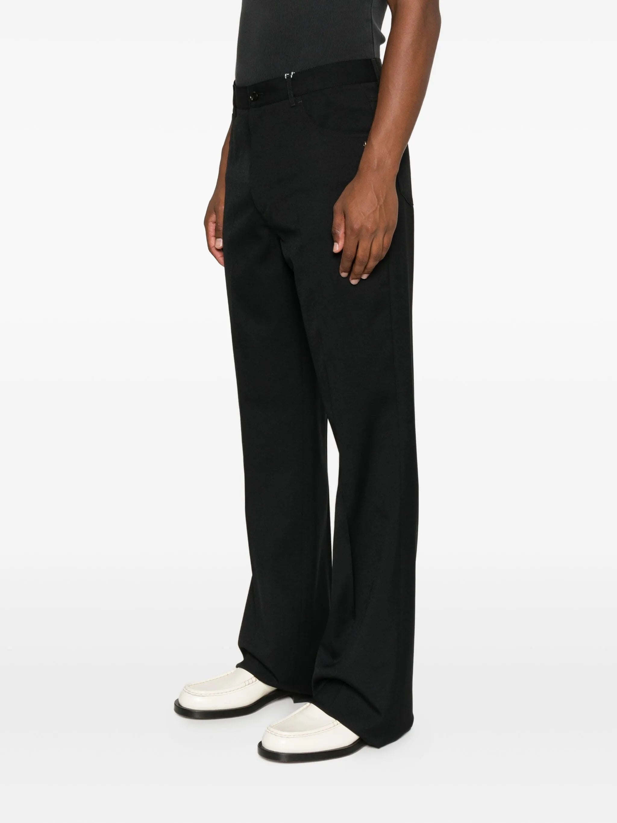 button-fly bootcut trousers
