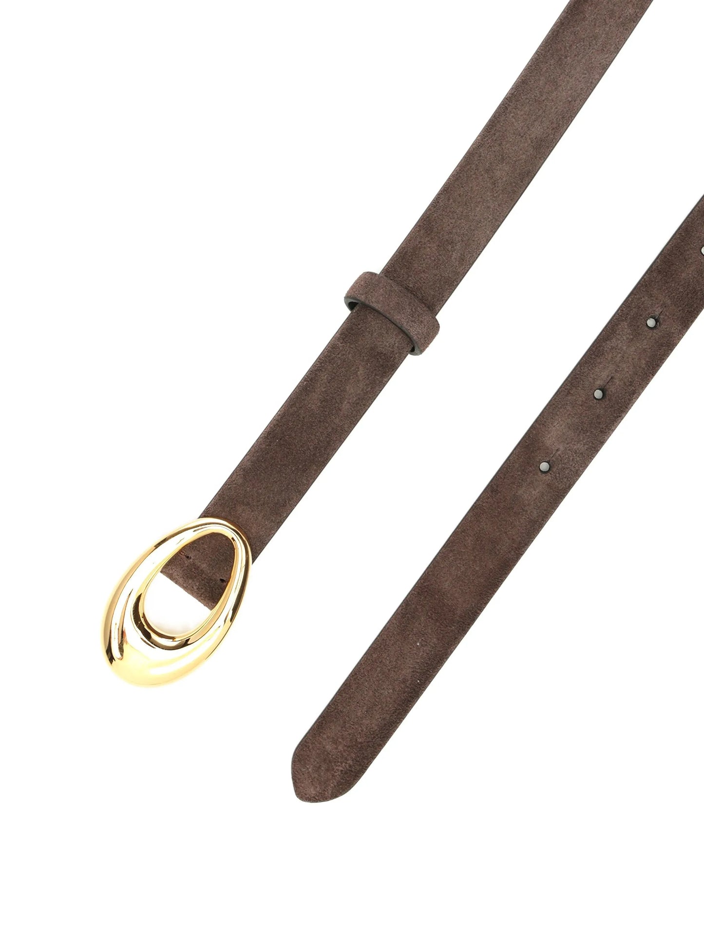 oval-buckle suede belt