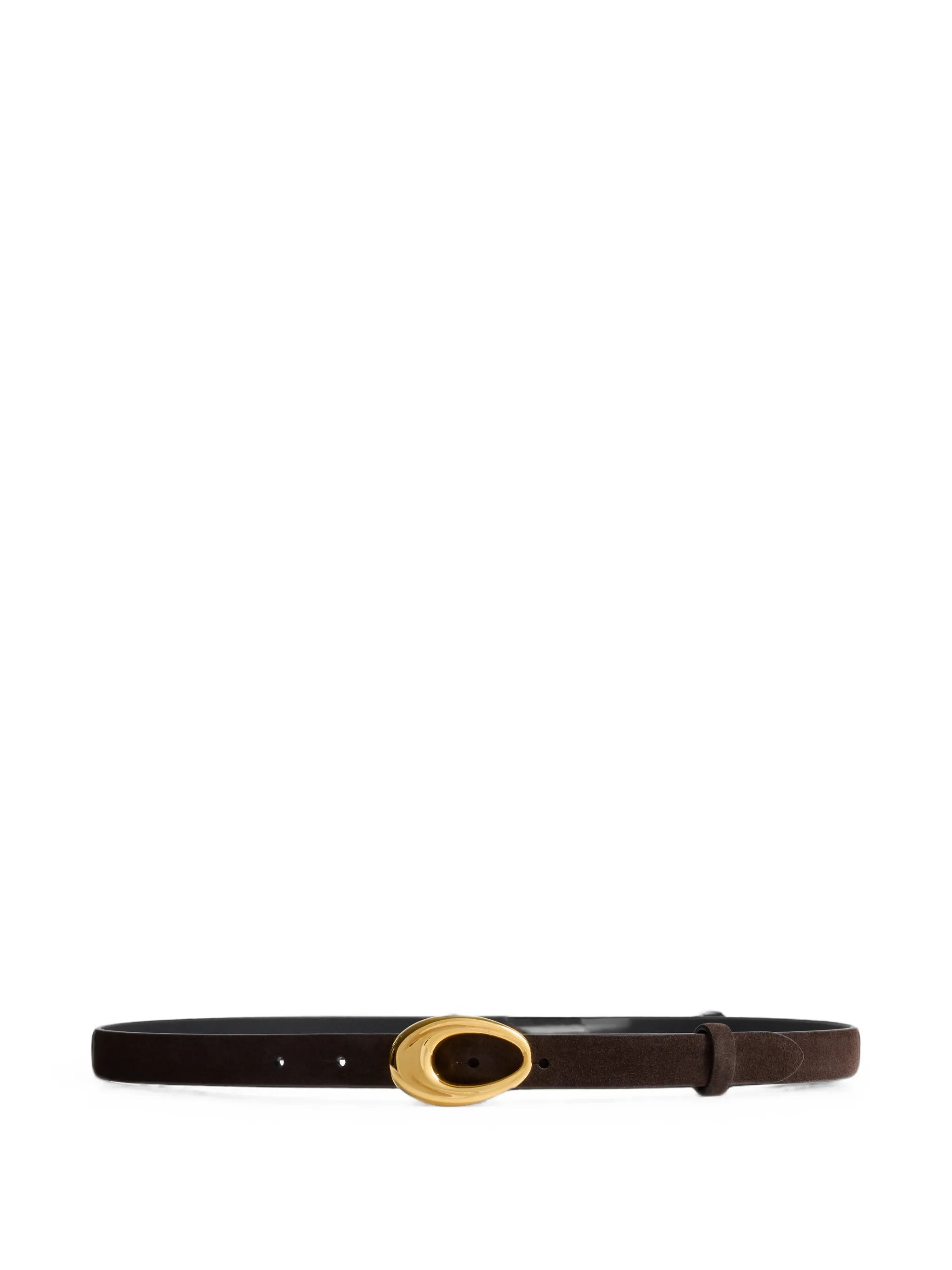 oval-buckle suede belt