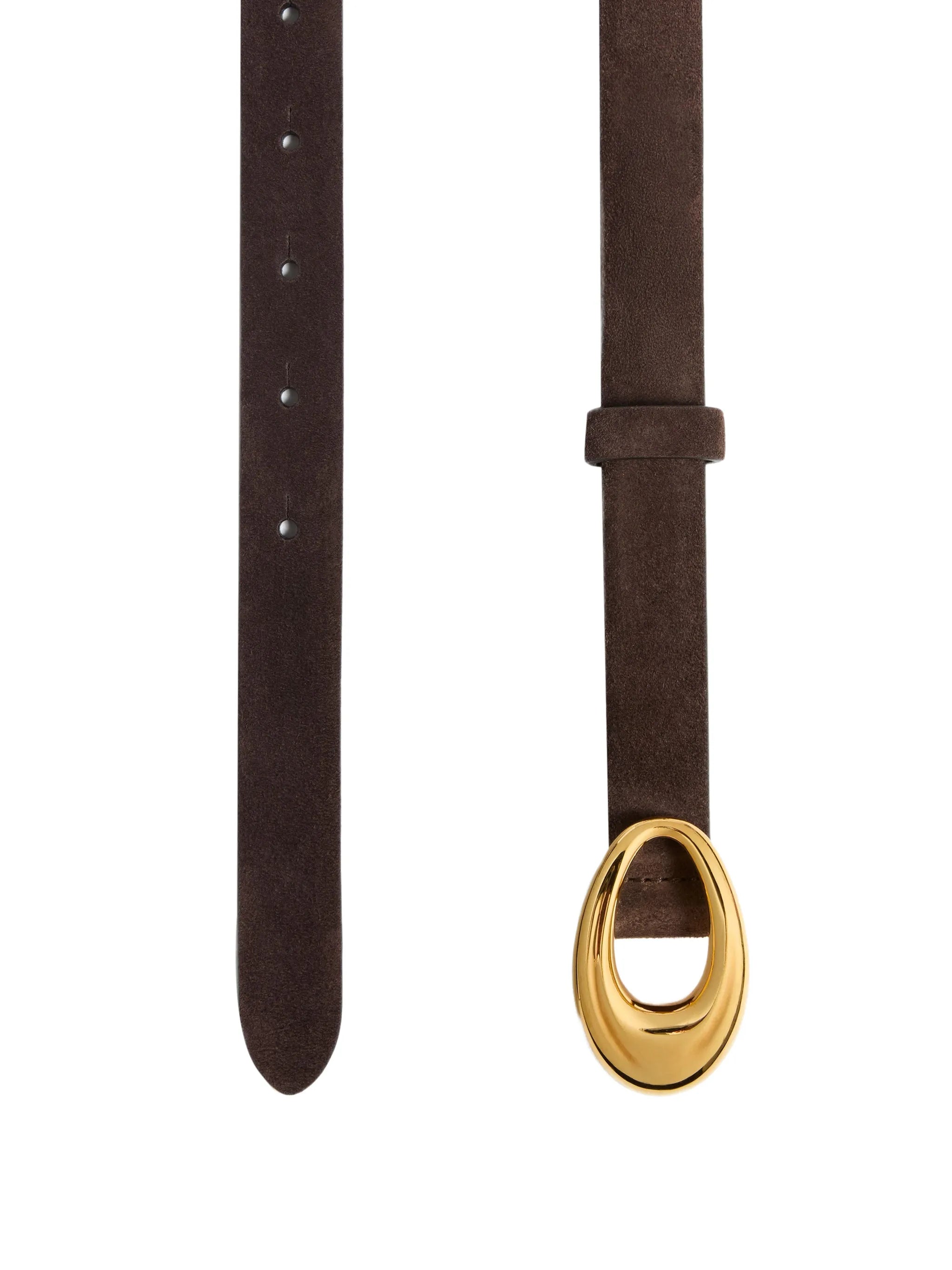 oval-buckle suede belt