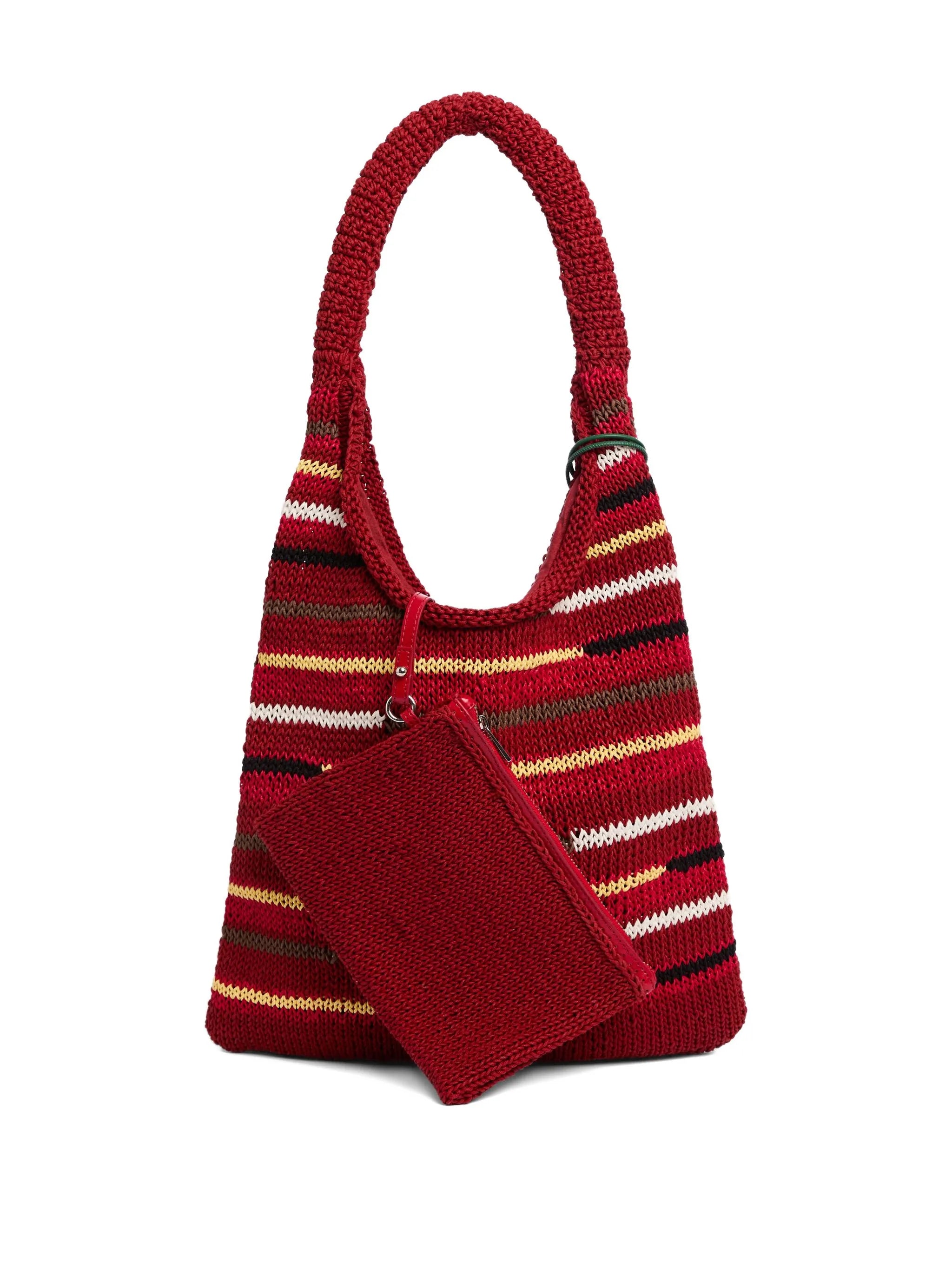 striped knitted shoulder bag