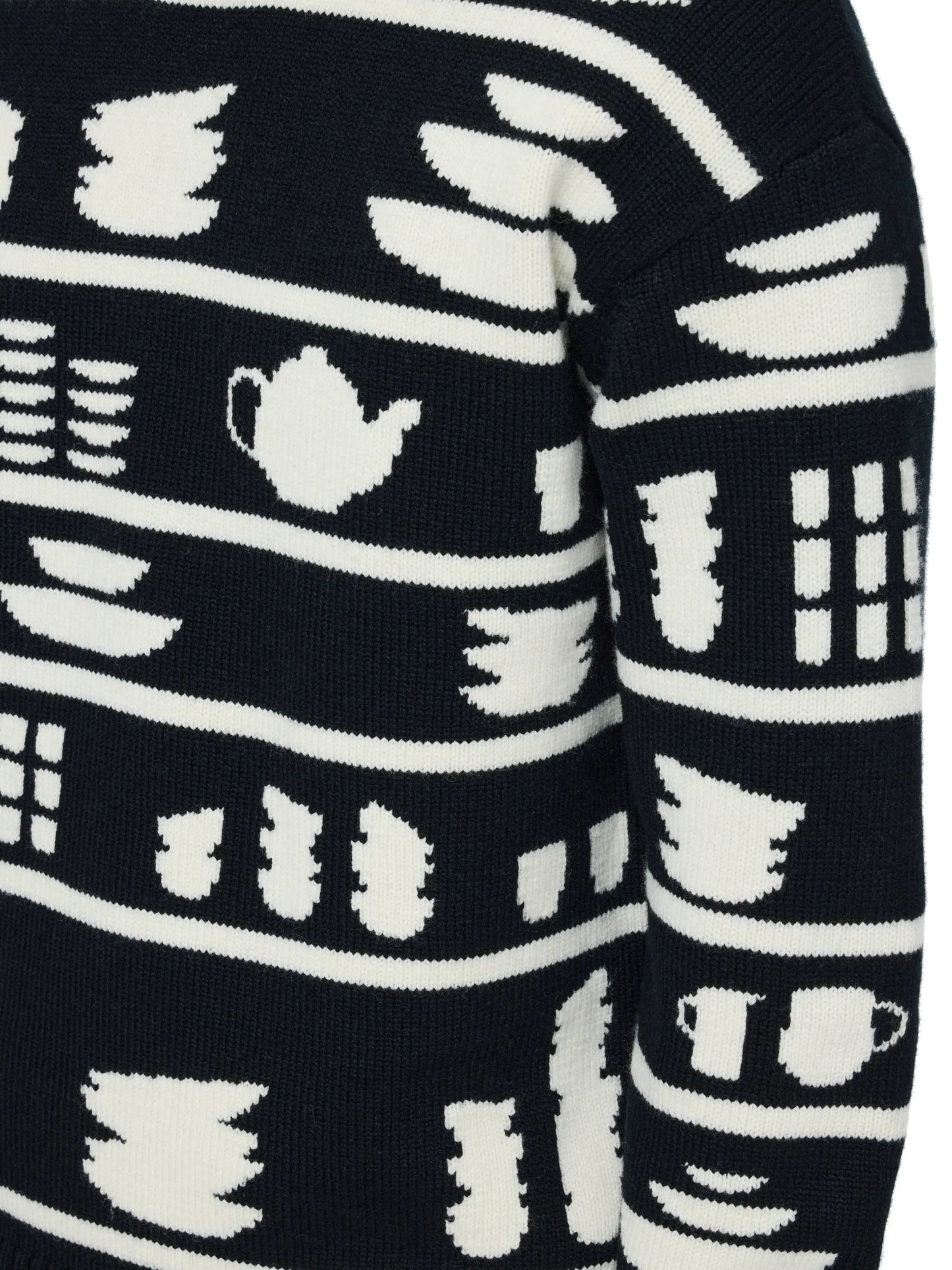 tableware-pattern crew-neck sweater