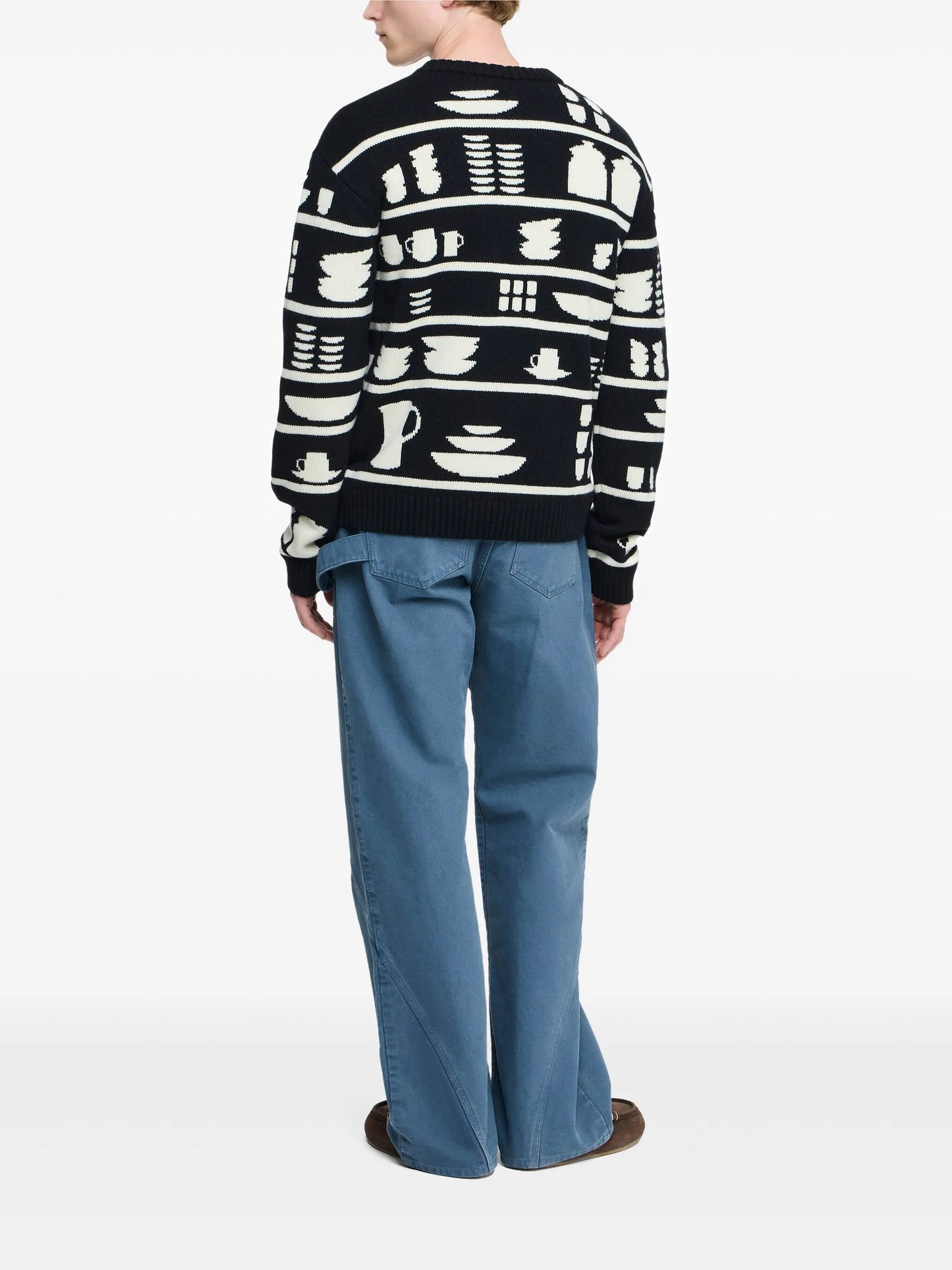 tableware-pattern crew-neck sweater