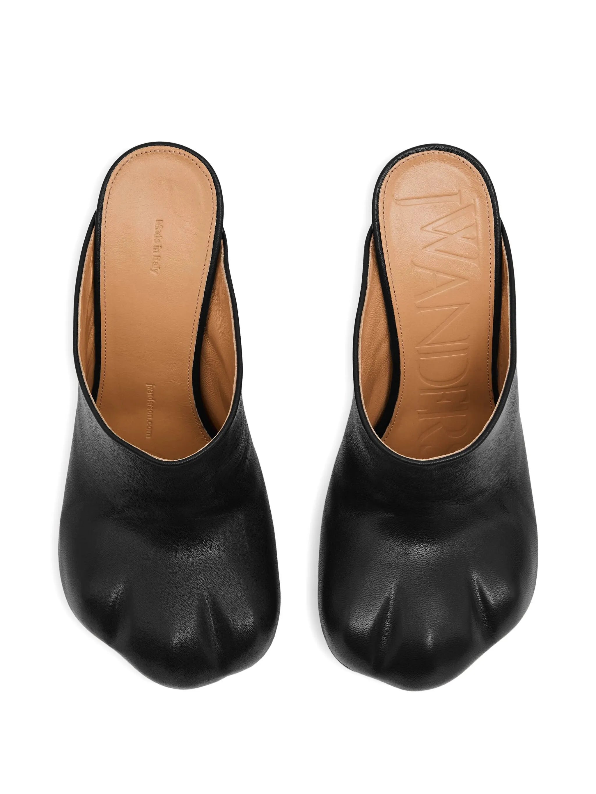 leather heeled mules