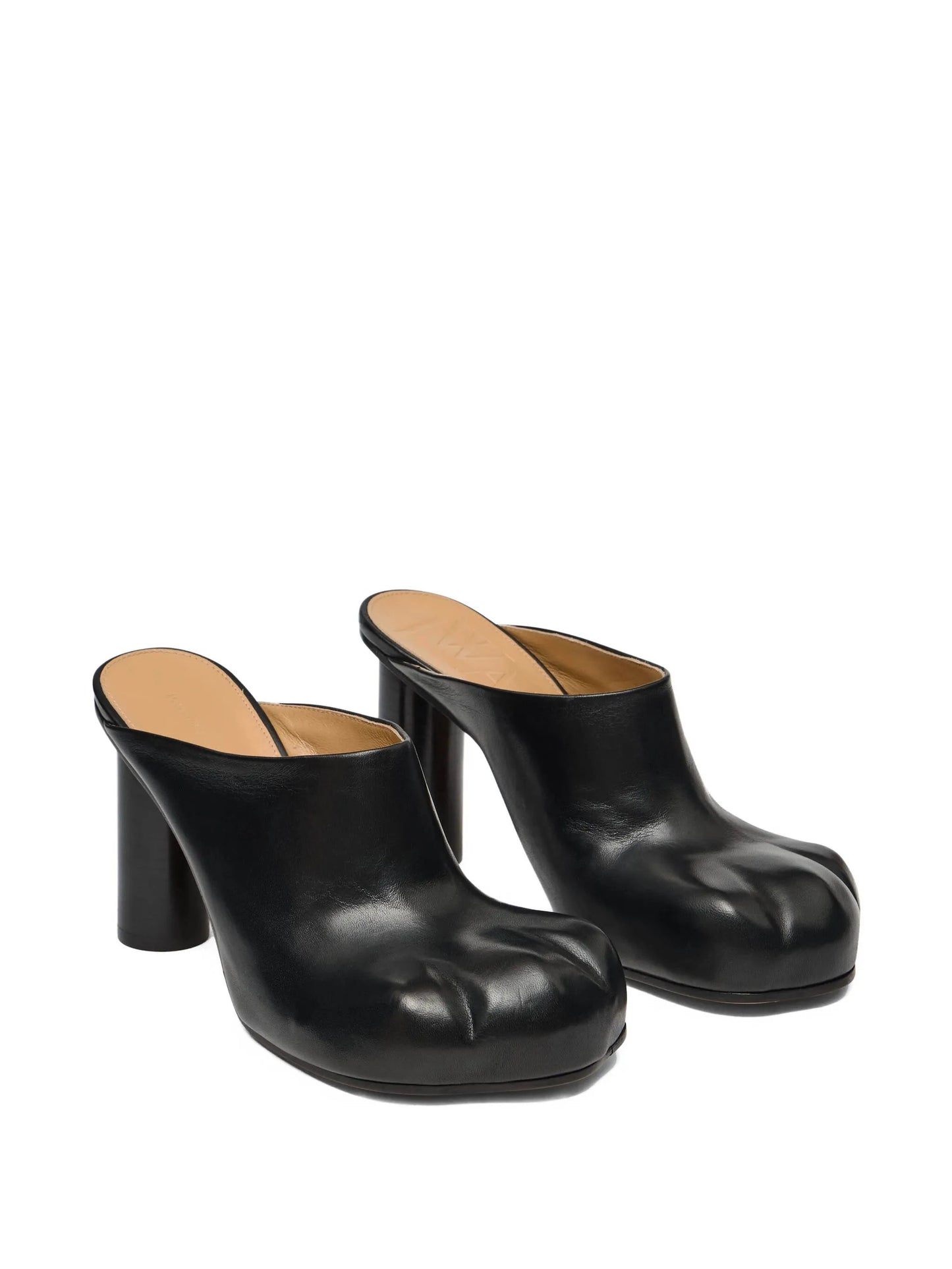 leather heeled mules
