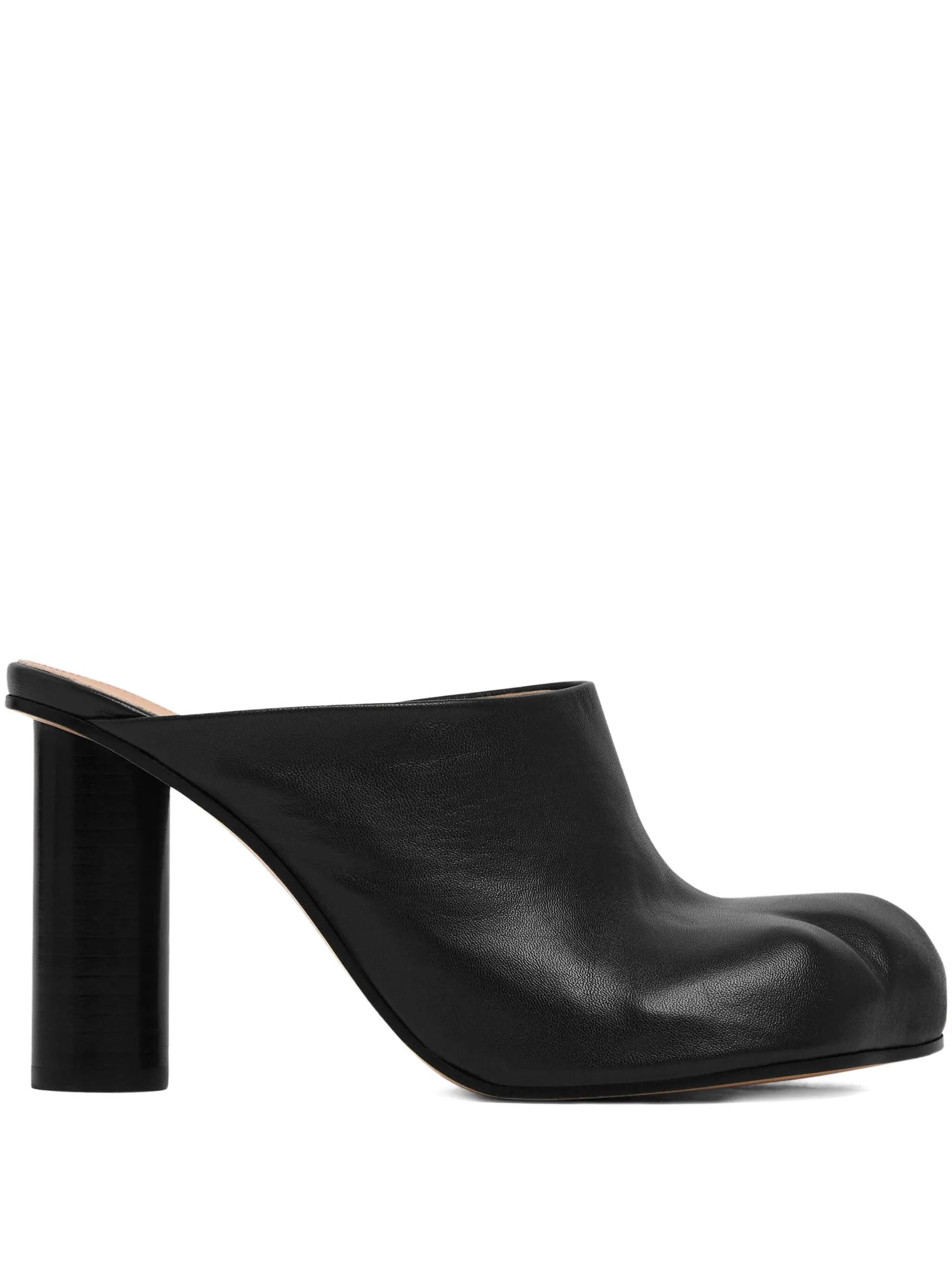 leather heeled mules