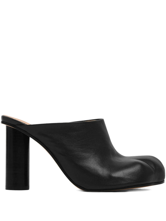 leather heeled mules