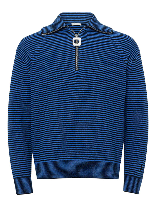 striped zip-up sweater