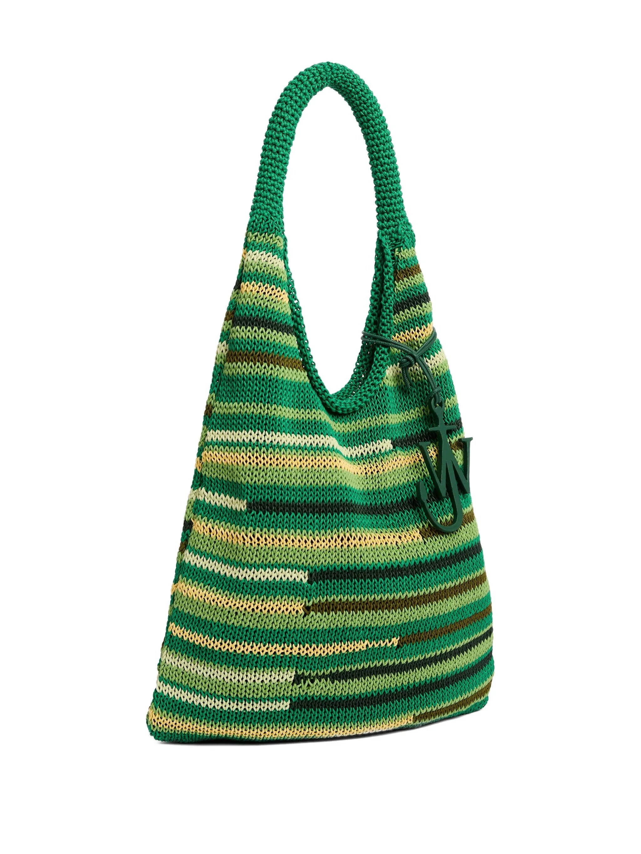 striped knitted shoulder bag