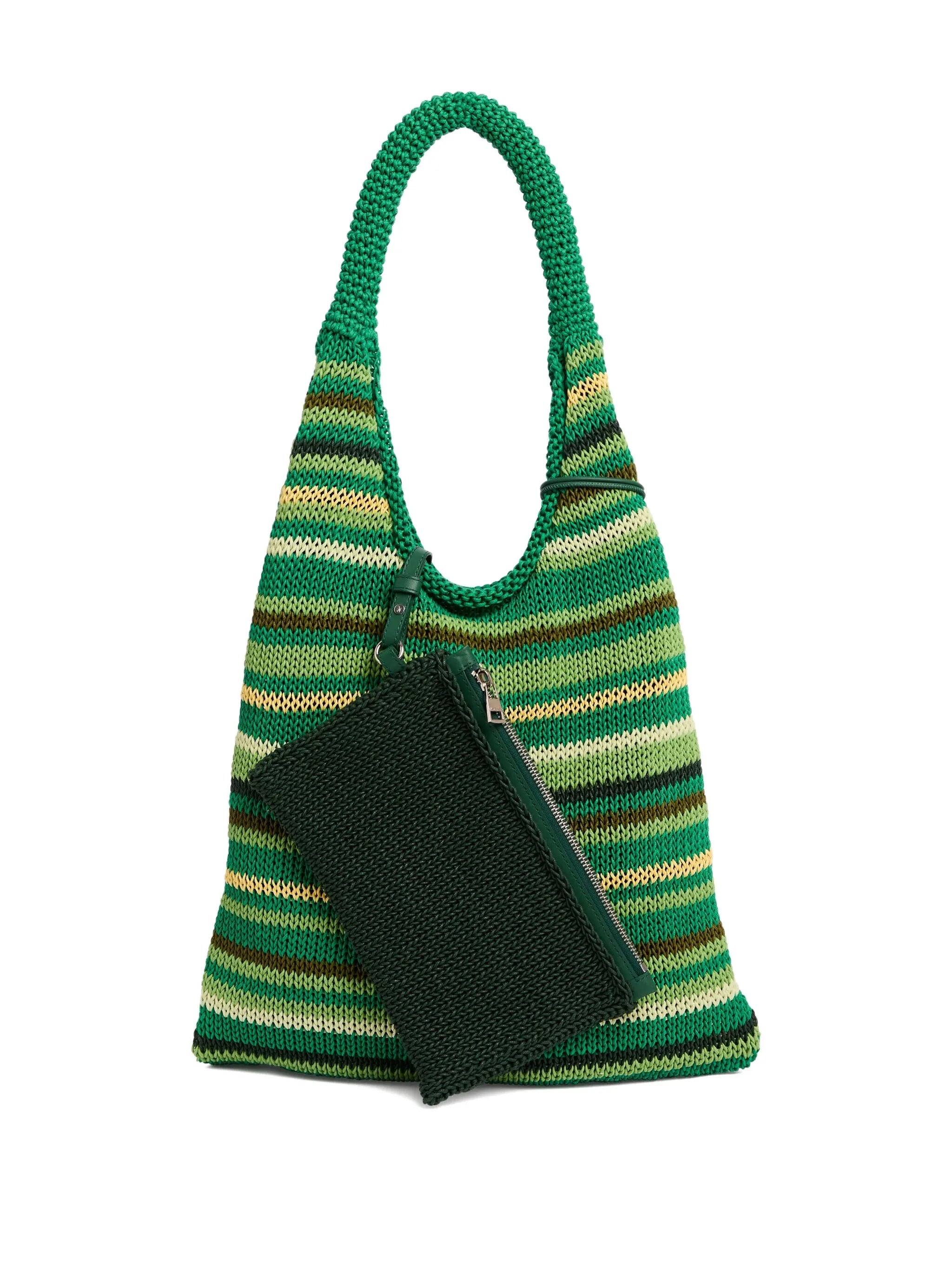 striped knitted shoulder bag