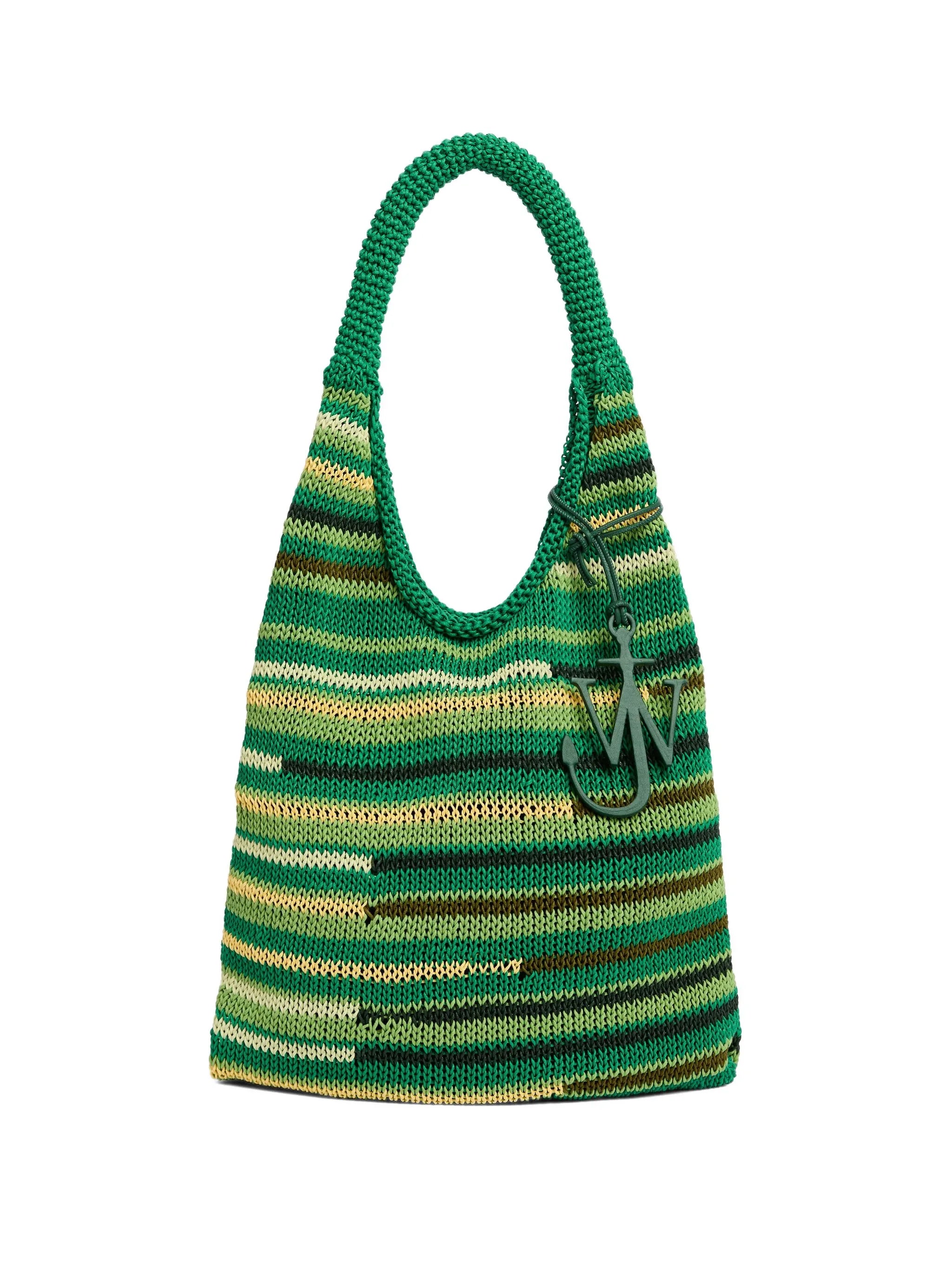 striped knitted shoulder bag