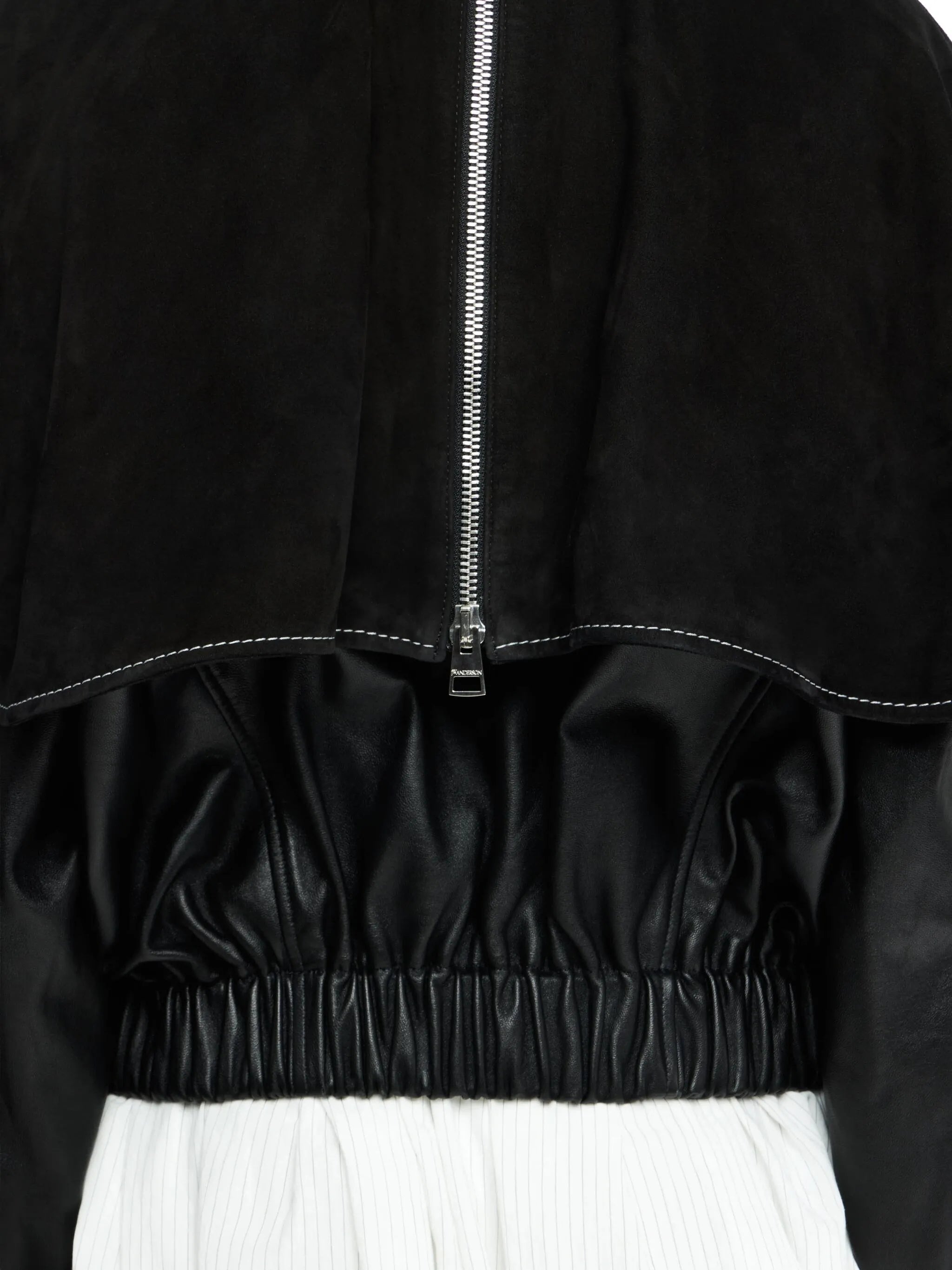 oversized-collar leather jacket