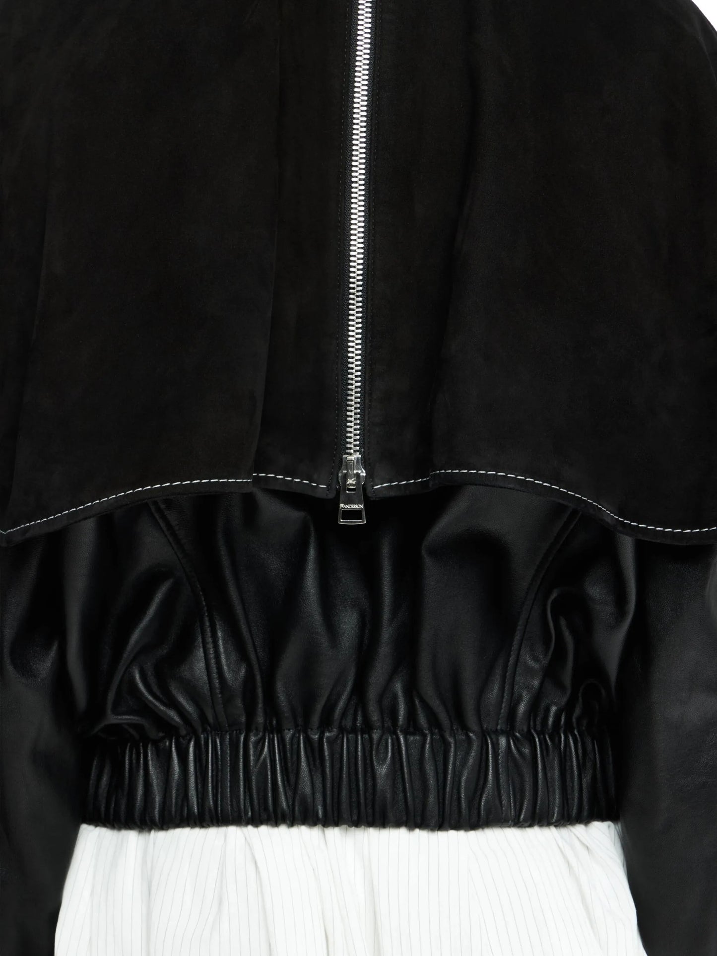 oversized-collar leather jacket