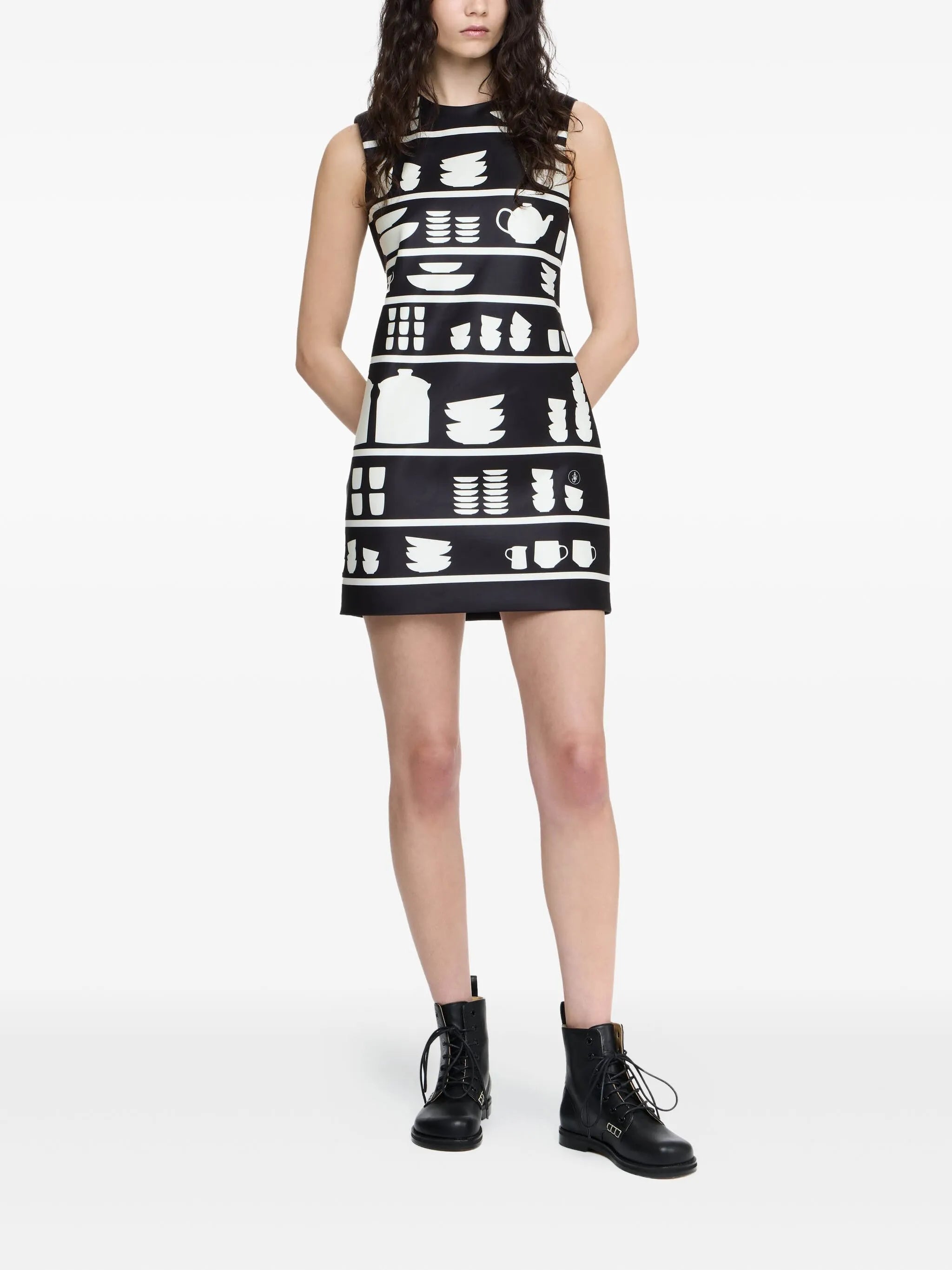 pottery-print mini dress