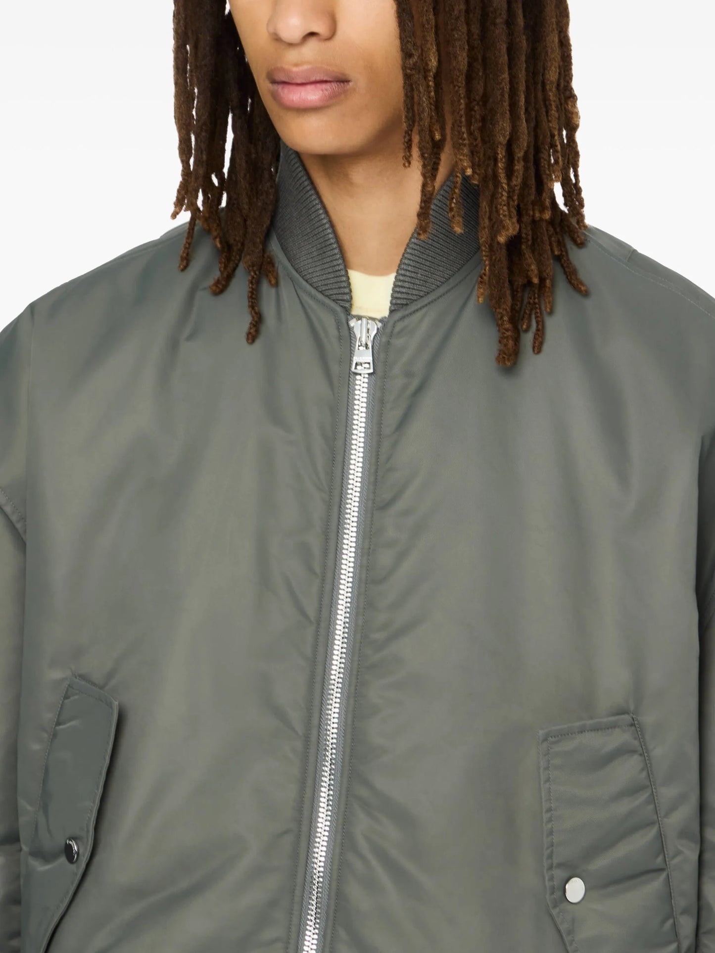 zip-fastening bomber jacket