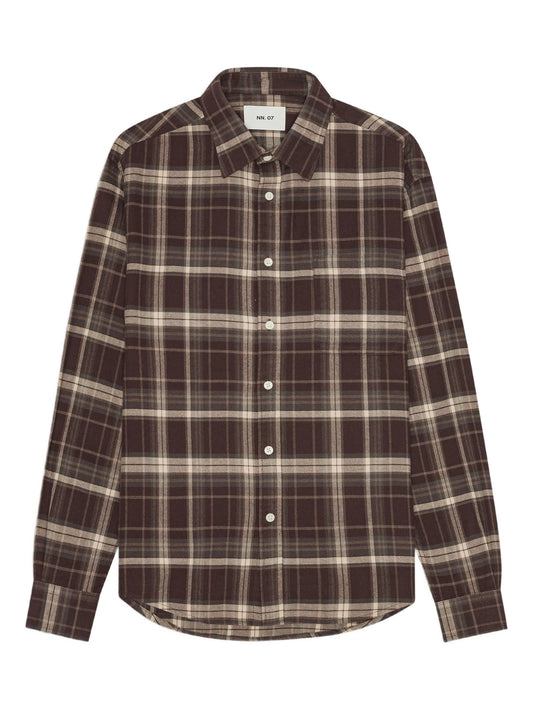checked buttoned-up shirt