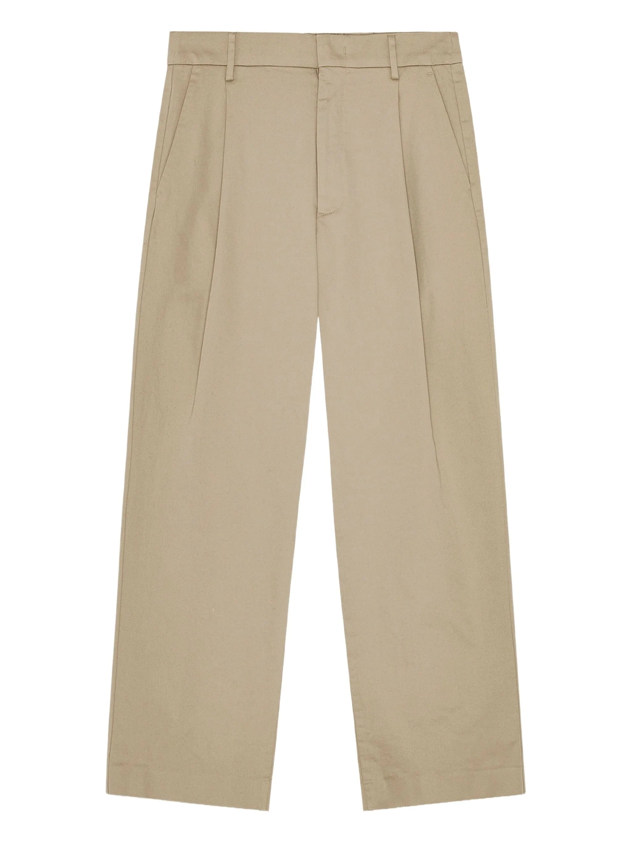 Relaxed-fit pleated trousers crafted from organic cotton with a lustrous satin finish.