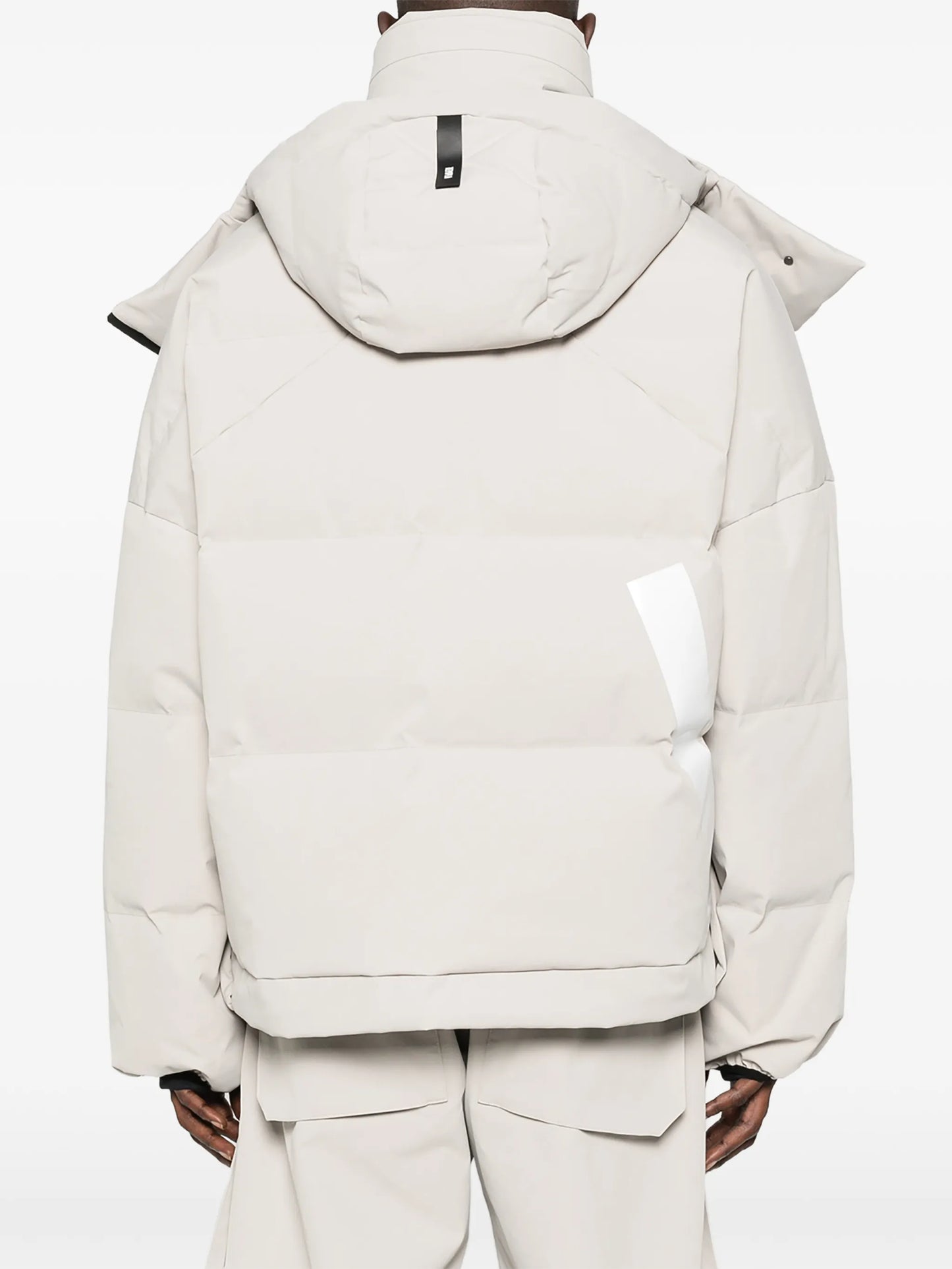 hooded zip-fastening ski jacket