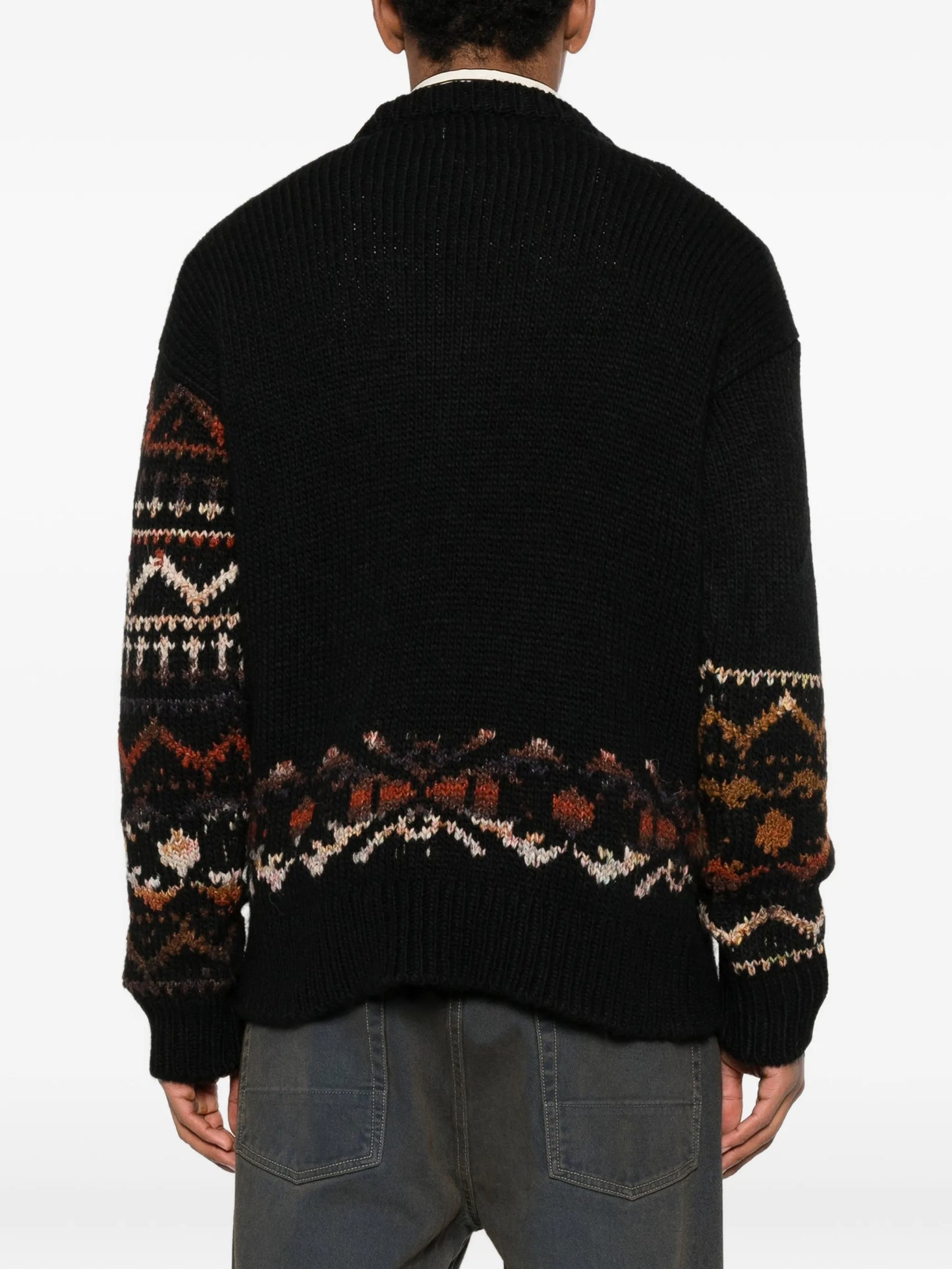 Relaxed-fit crew neck sweater crafted from a medium-weight woolen blend for a soft, textured hand feel.